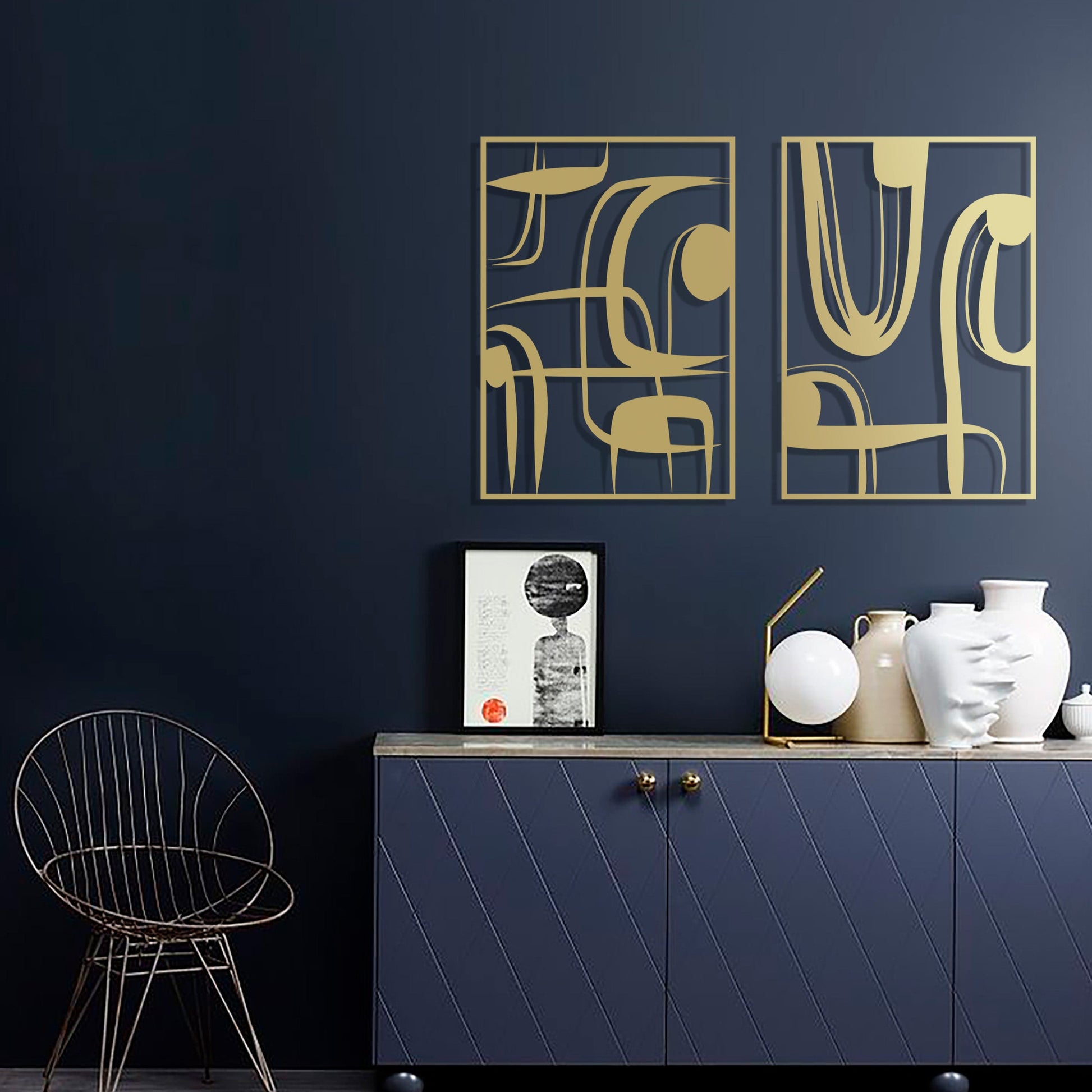Gold Abstract Metal, Wall Art Set