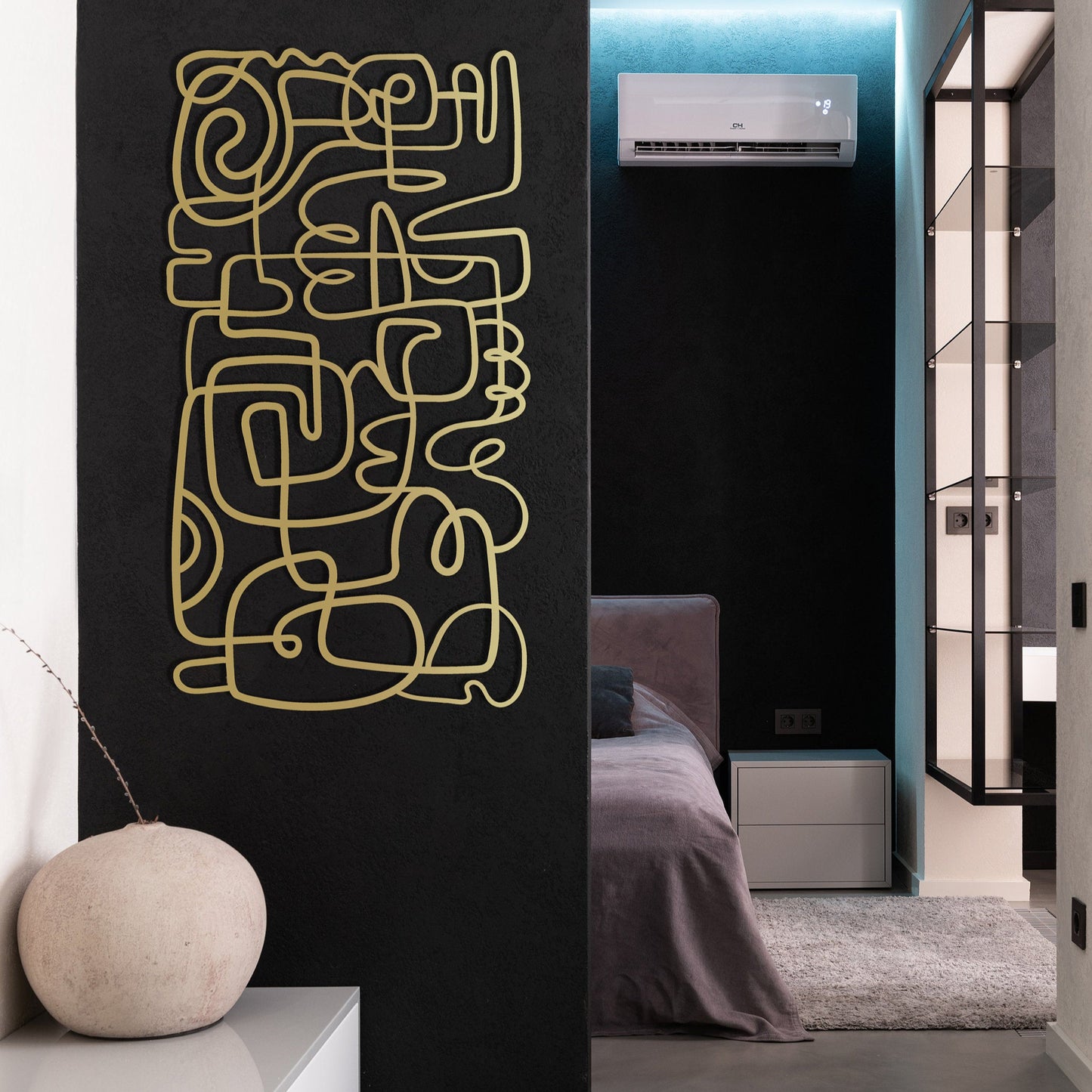 Large Abstract Gold Metal Wall Decor - BlackIvyCraft