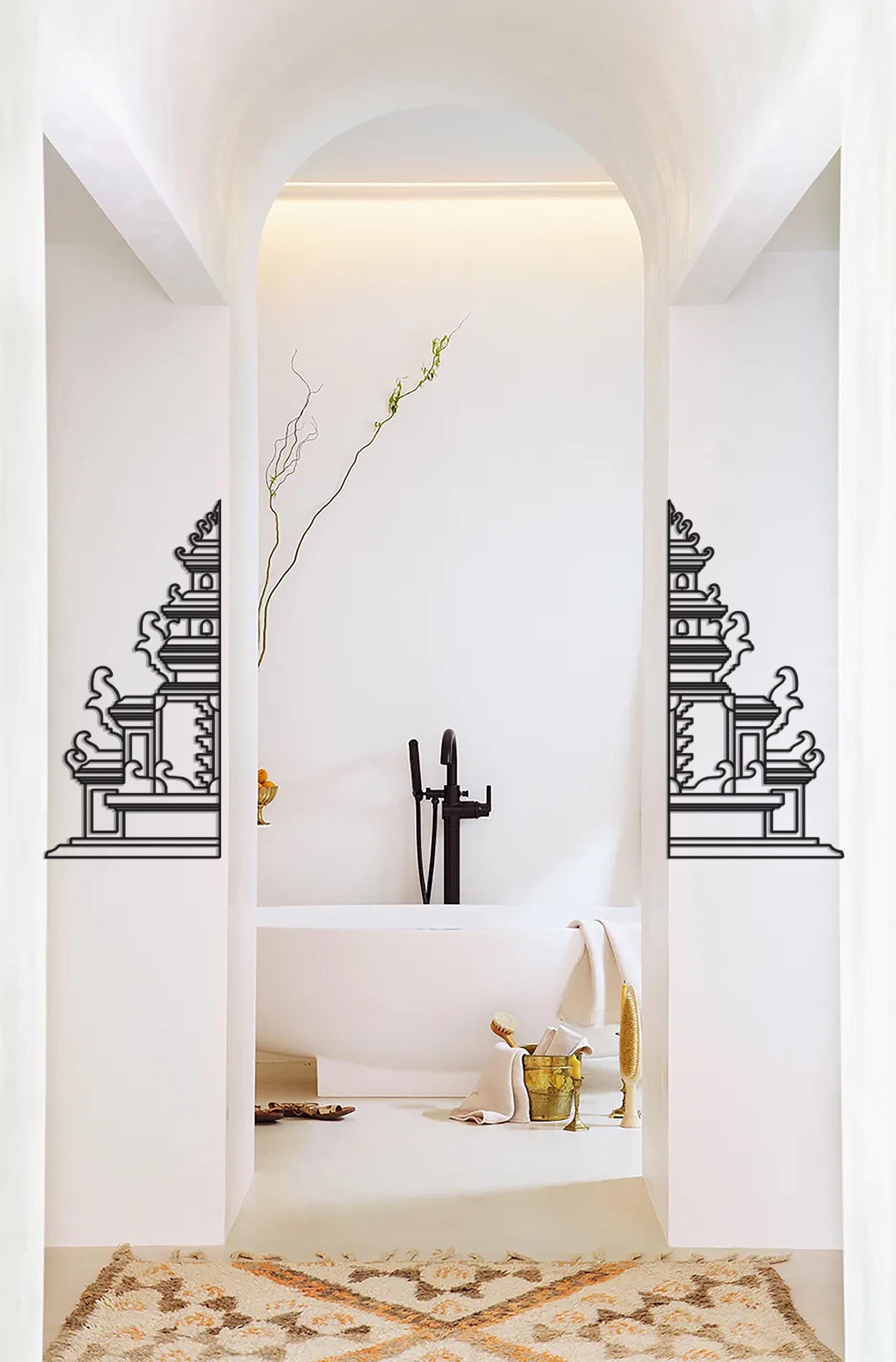 Balinese Temple Gate, Yoga Studio Metal Wall Art, Outdoor Metal Decor, Gate of Heaven Art, Home Entrance Sign - BlackIvyCraft