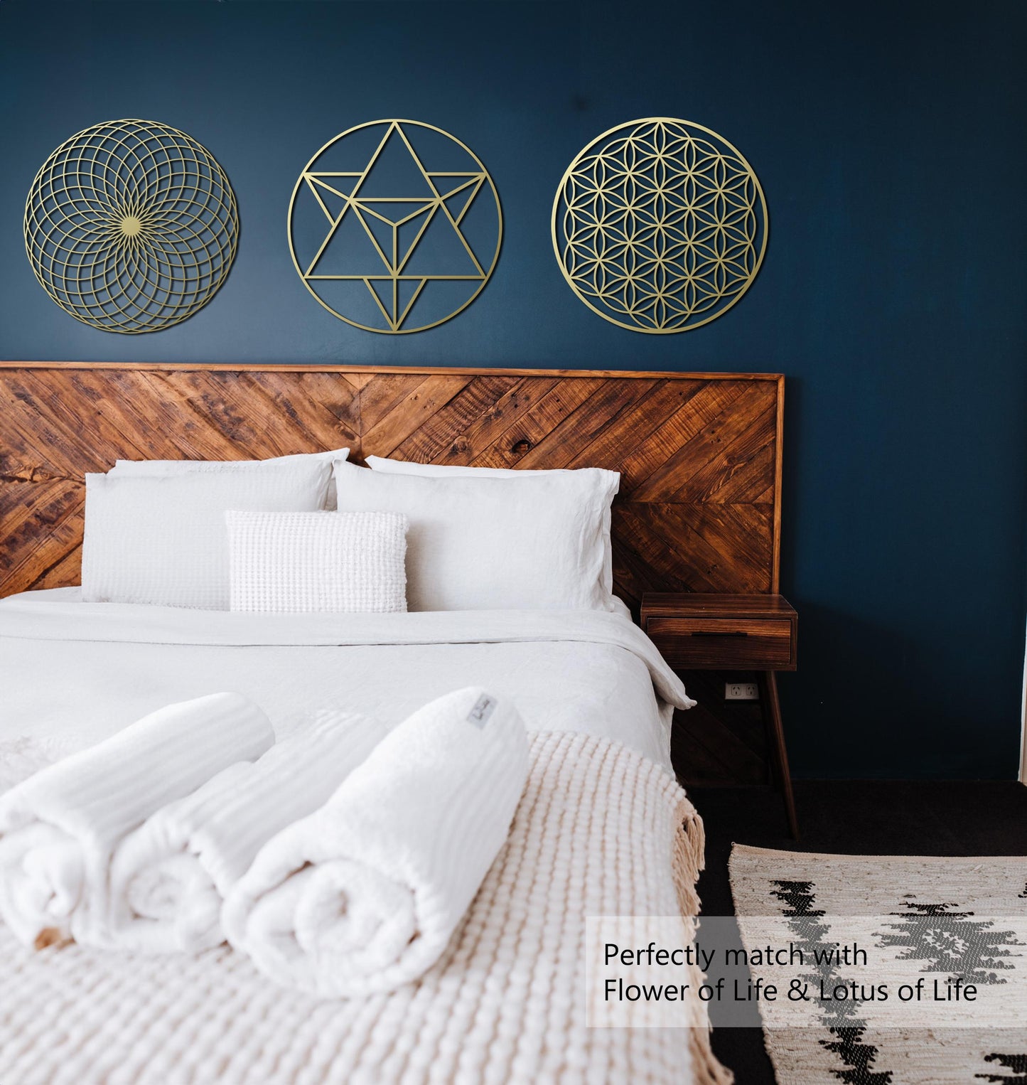 Merkaba Metal Wall Decor, Gold Metal Wall Art, Sacred Geometry Wall Art, Modern Mandala Wall Art, Yoga Studio Decoration - BlackIvyCraft