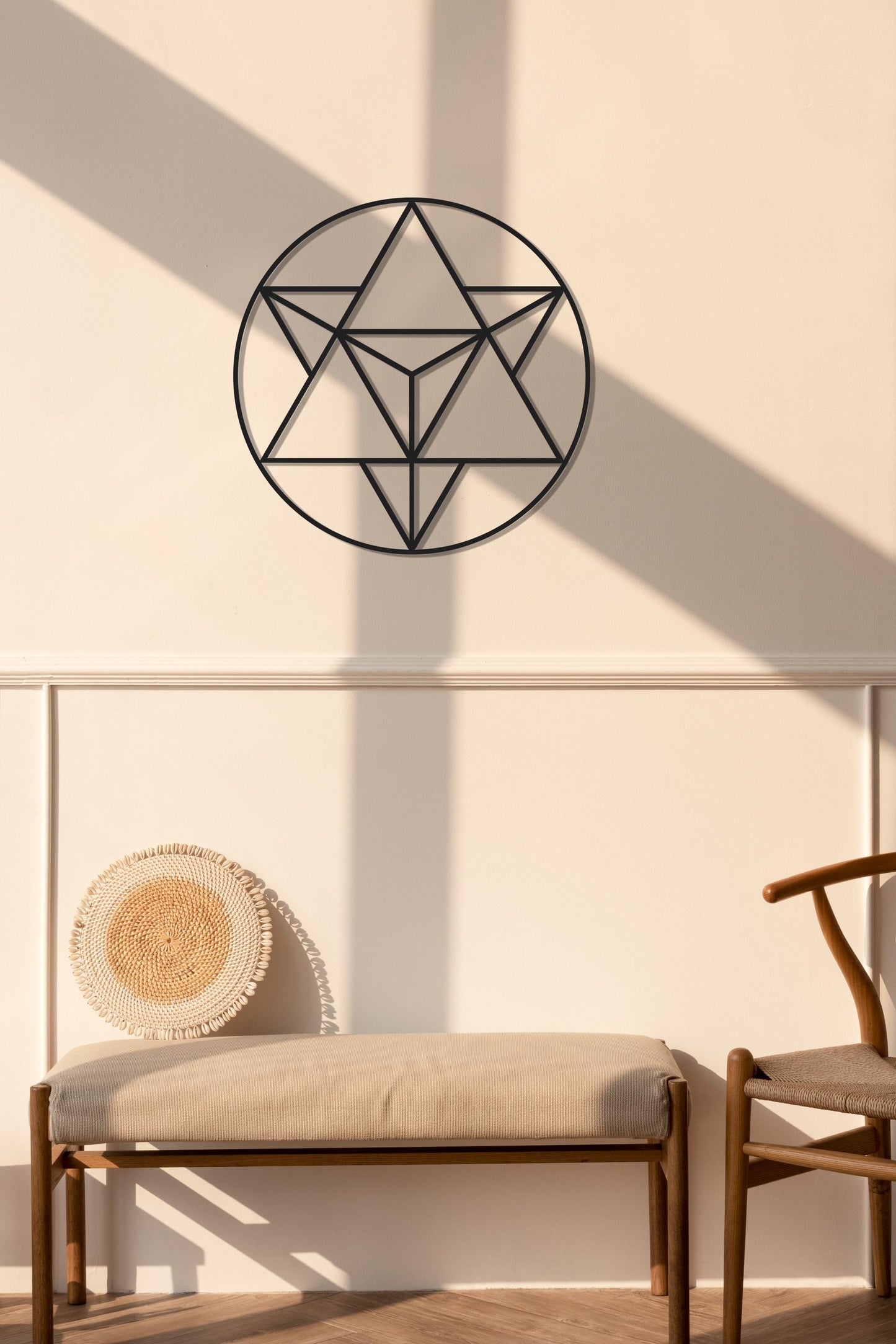 Merkaba Metal Wall Decor, Gold Metal Wall Art, Sacred Geometry Wall Art, Modern Mandala Wall Art, Yoga Studio Decoration - BlackIvyCraft