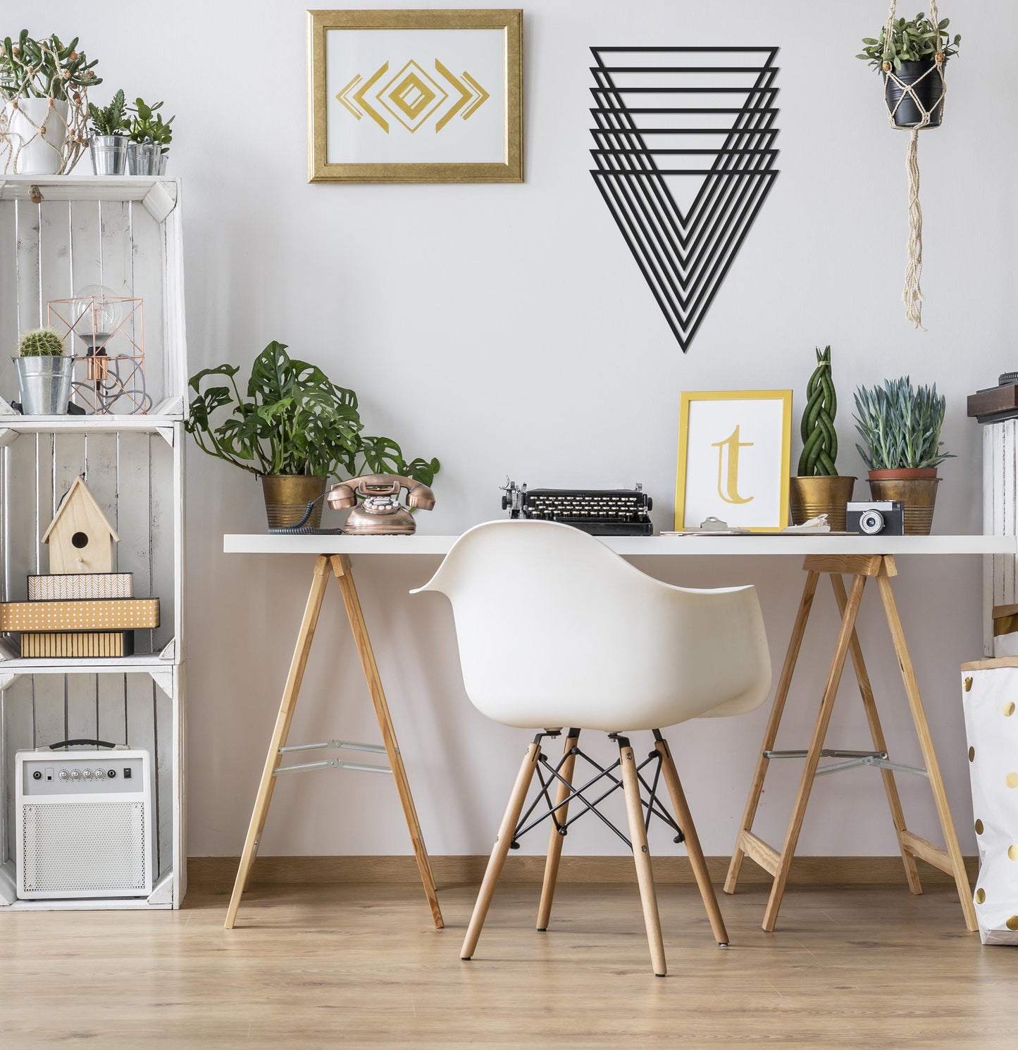 Geometric Triangle Metal Wall Art, Large Triangle Sign, Minimal Office Wall Decor, Luxury Wall Art, Abstract Shapes Art - BlackIvyCraft