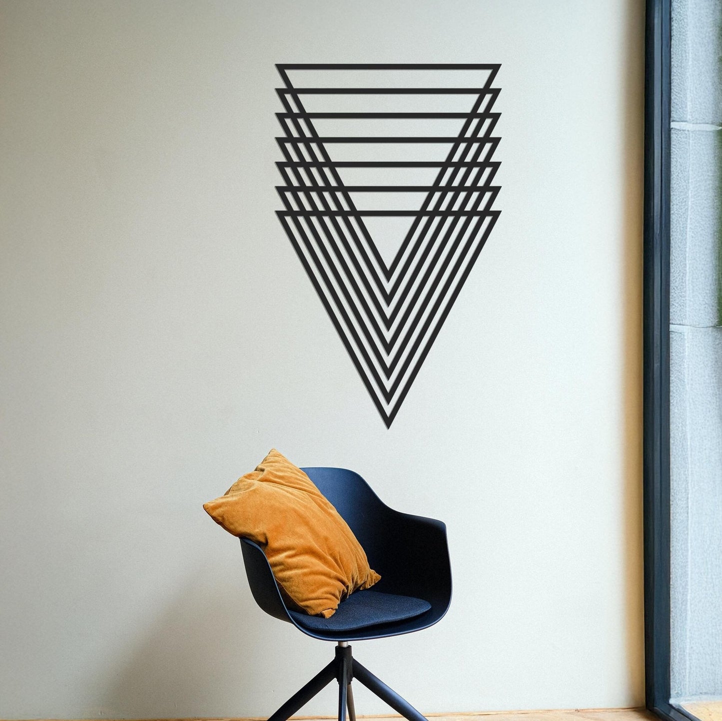 Geometric Triangle Metal Wall Art, Large Triangle Sign, Minimal Office Wall Decor, Luxury Wall Art, Abstract Shapes Art - BlackIvyCraft