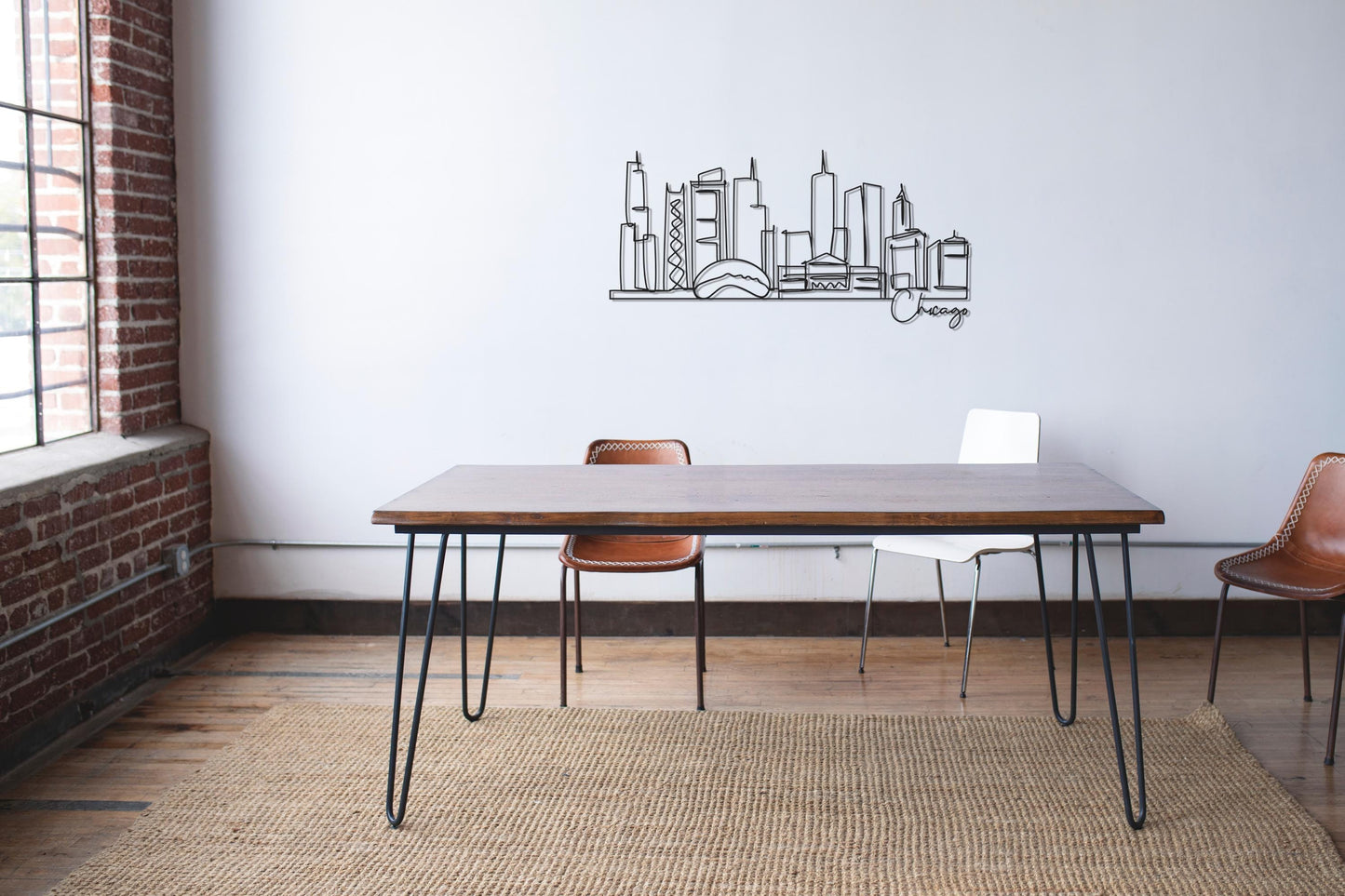 Chicago Skyline Metal Art, Cityscape Wall Decor for Office, Modern Chicago Line Art, Hotel & Business Decor, Unique Chicago Gift - BlackIvyCraft