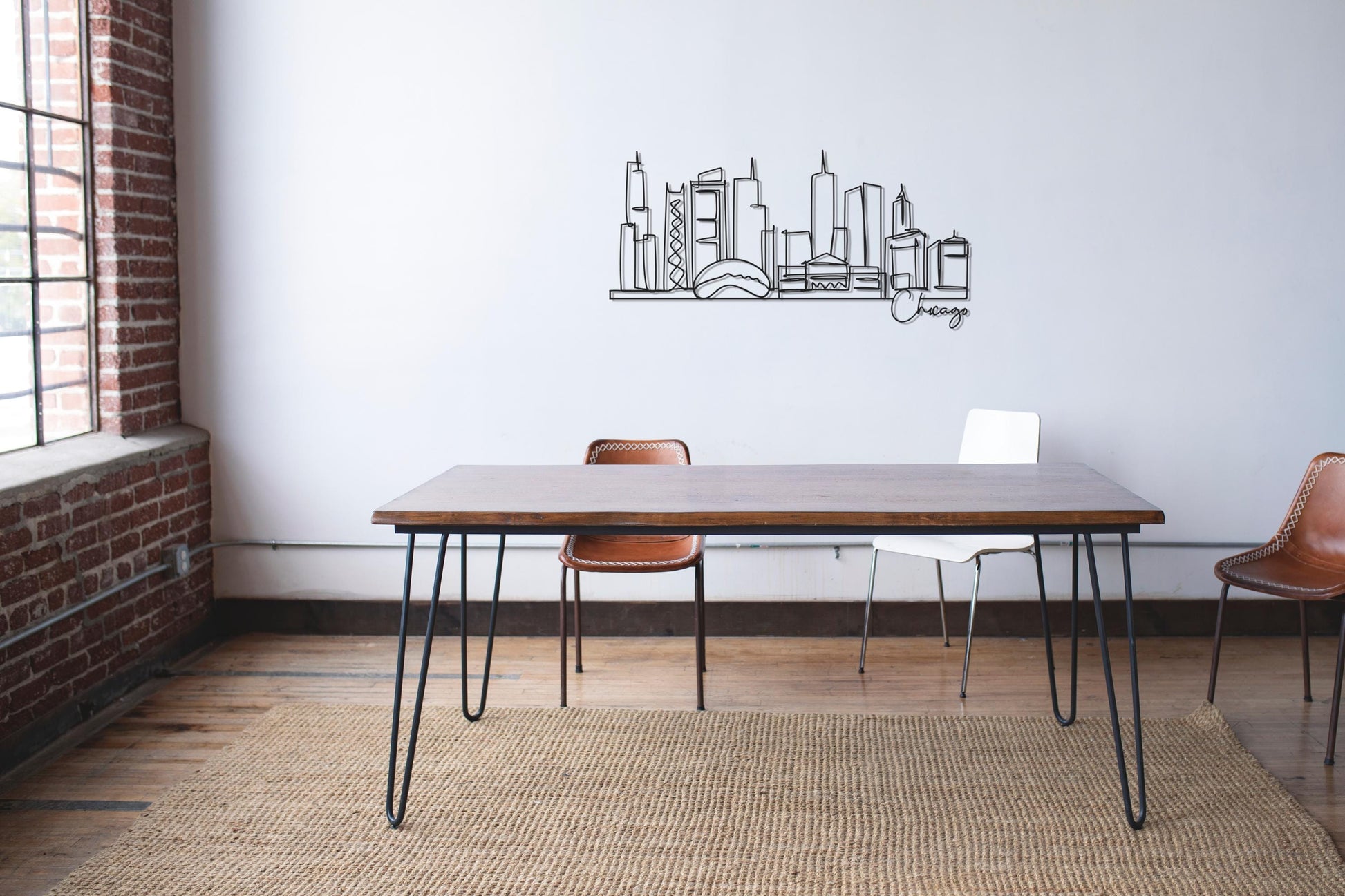 Chicago Skyline Metal Art, Cityscape Wall Decor for Office, Modern Chicago Line Art, Hotel & Business Decor, Unique Chicago Gift - BlackIvyCraft