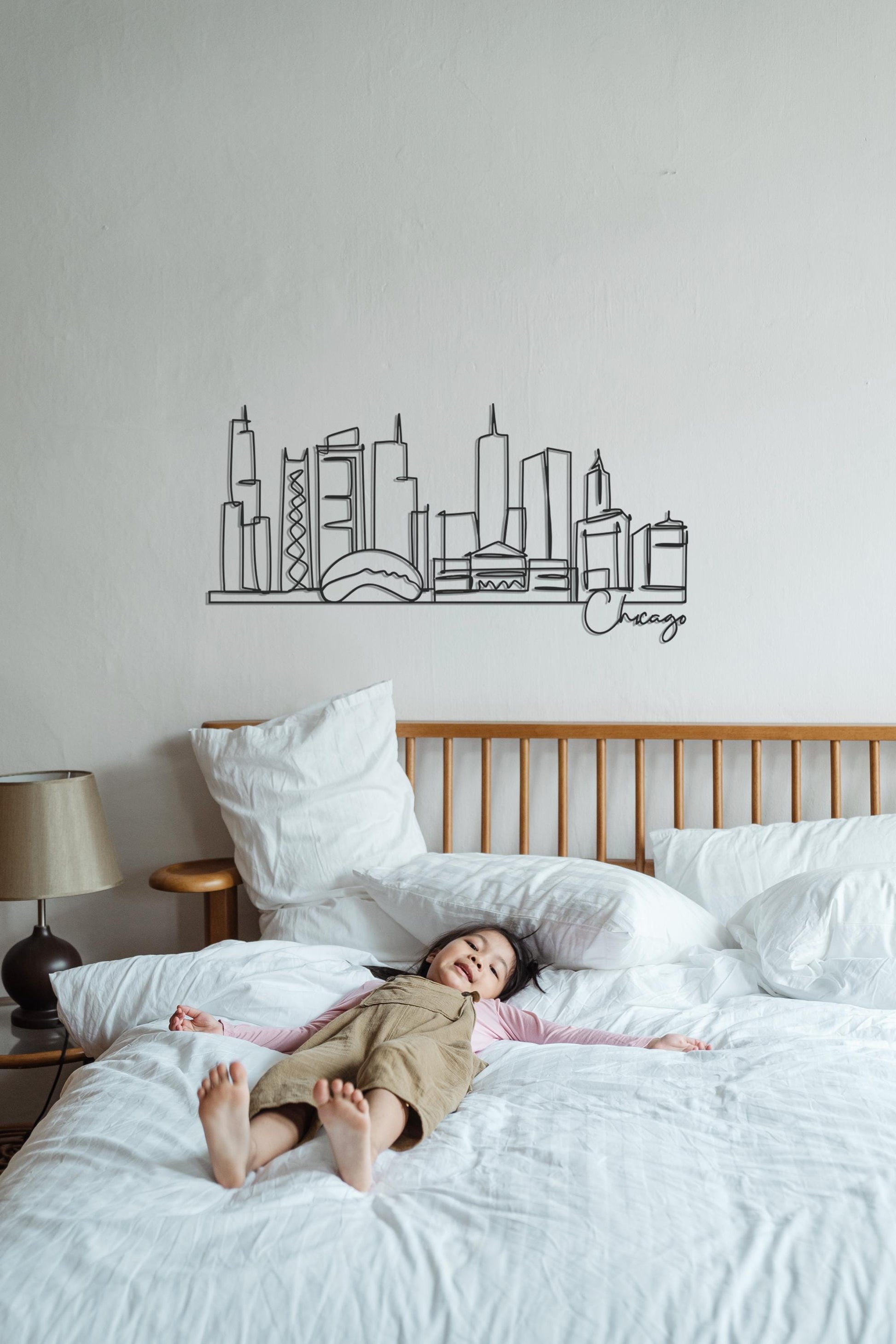 Chicago Skyline Metal Art, Cityscape Wall Decor for Office, Modern Chicago Line Art, Hotel & Business Decor, Unique Chicago Gift - BlackIvyCraft