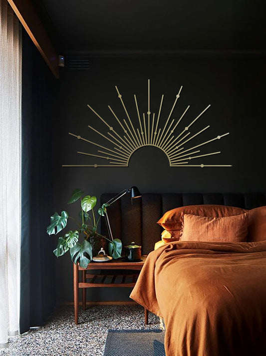 SUN Gold Metal Art, Sunrise Wall Decor, Celestial Decor, Outdoor Metal Art, Luxury Modern Wall Decor, Living Room Art - BlackIvyCraft