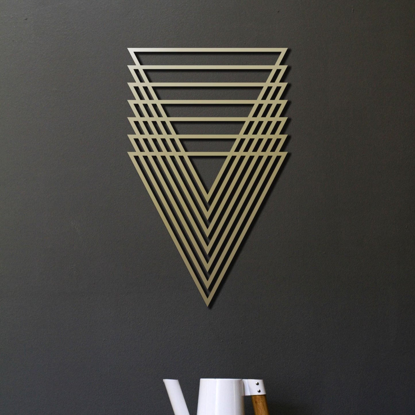 Geometric Triangle Metal Wall Art, Large Triangle Sign, Minimal Office Wall Decor, Luxury Wall Art, Abstract Shapes Art - BlackIvyCraft
