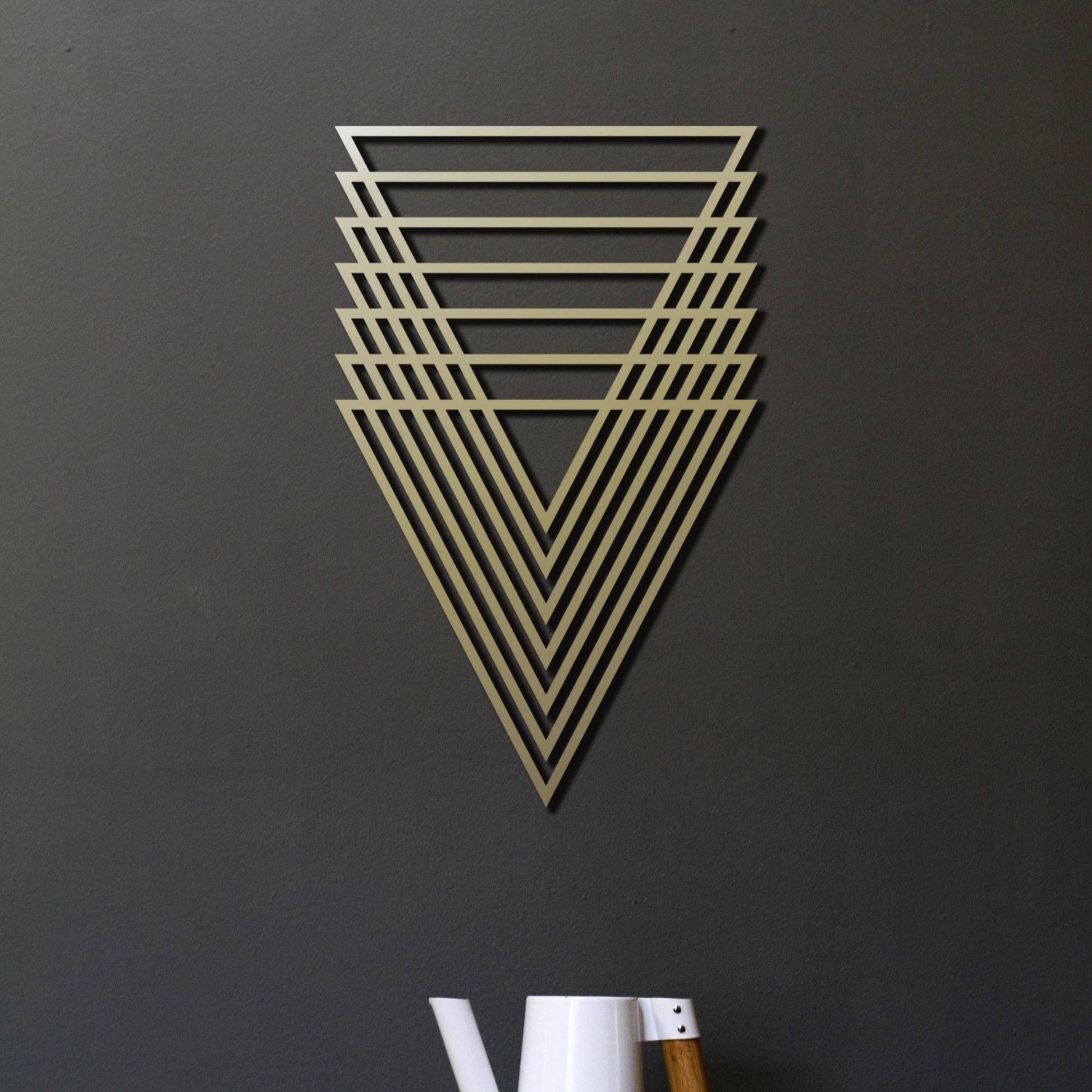 Geometric Triangle Metal Wall Art, Large Triangle Sign, Minimal Office Wall Decor, Luxury Wall Art, Abstract Shapes Art - BlackIvyCraft