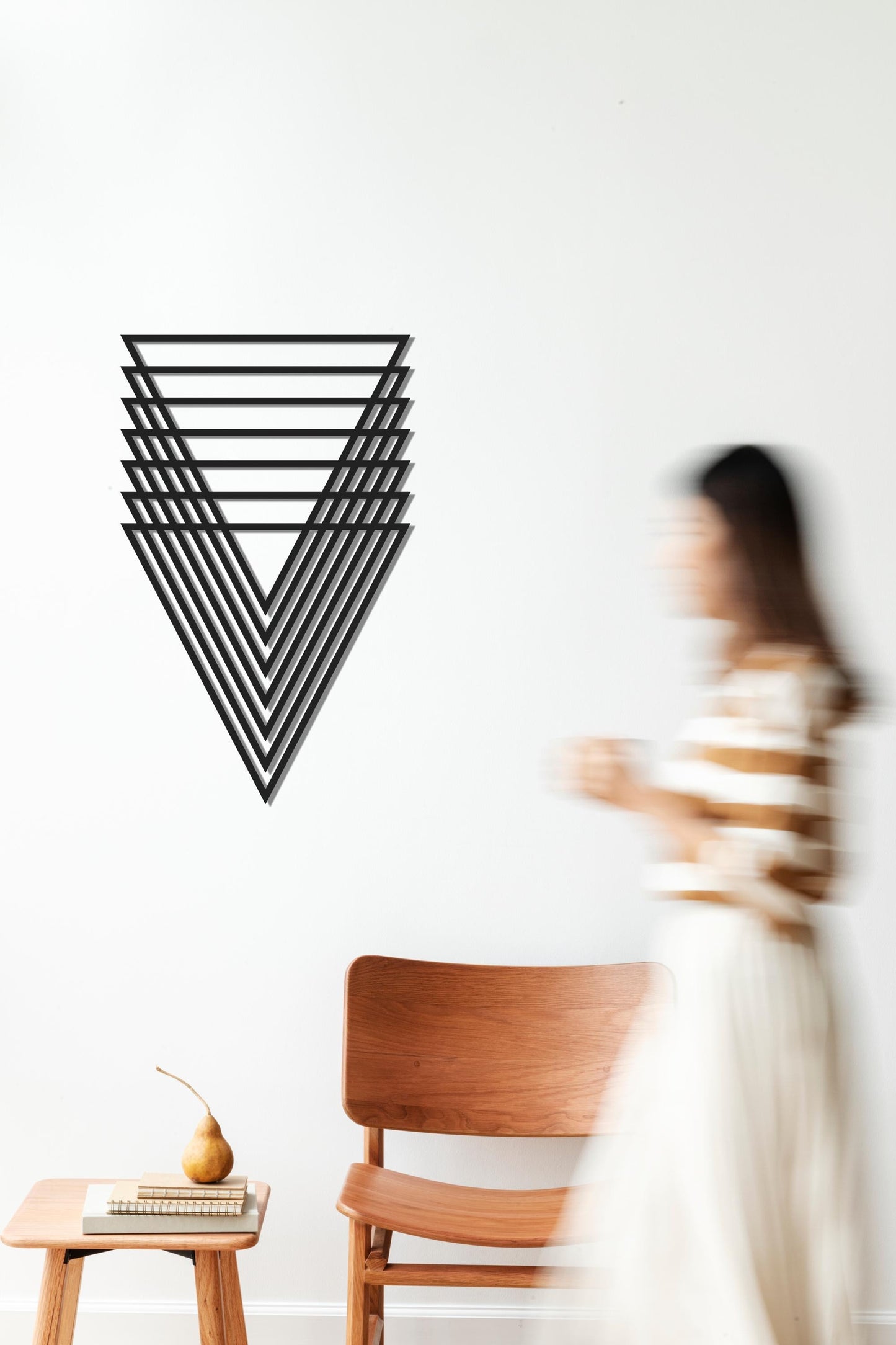 Geometric Triangle Metal Wall Art, Large Triangle Sign, Minimal Office Wall Decor, Luxury Wall Art, Abstract Shapes Art - BlackIvyCraft