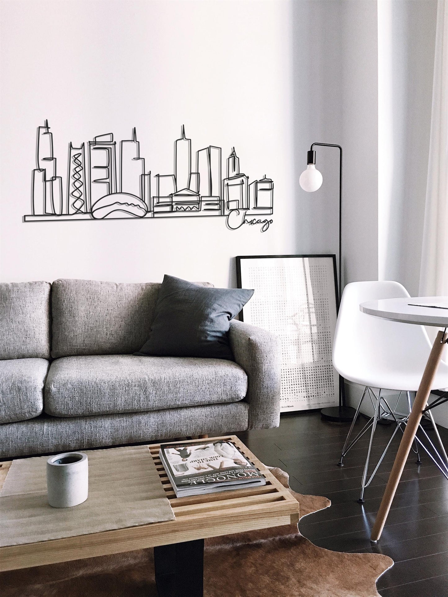 Chicago Skyline Metal Art, Cityscape Wall Decor for Office, Modern Chicago Line Art, Hotel & Business Decor, Unique Chicago Gift - BlackIvyCraft