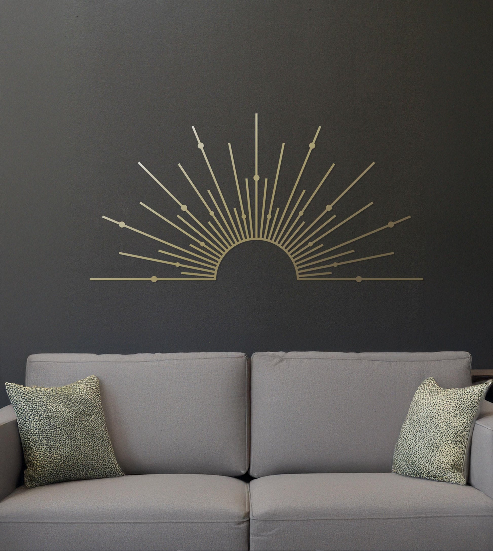 SUN Gold Metal Art, Sunrise Wall Decor, Celestial Decor, Outdoor Metal Art, Luxury Modern Wall Decor, Living Room Art - BlackIvyCraft