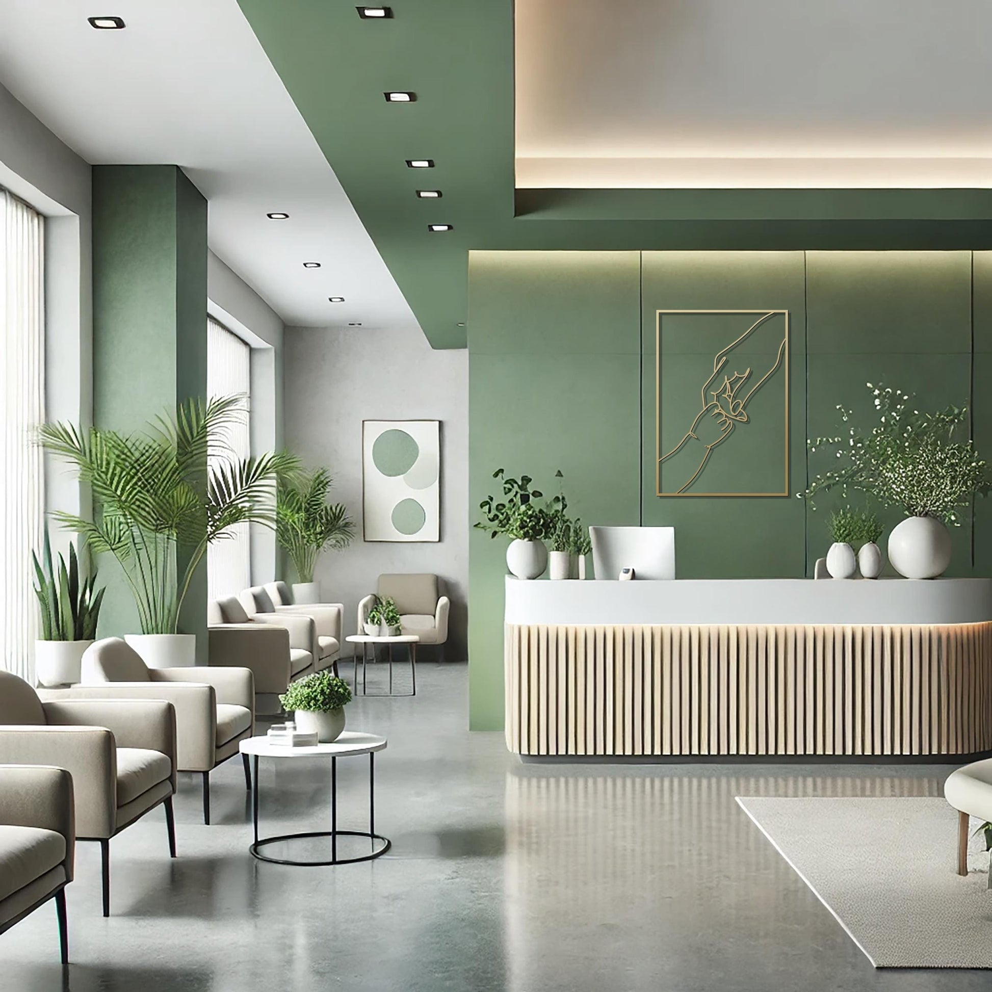 Mother Baby Hands Metal Wall Art, Holding Baby Minimalist Line Art, Nursery Decor, Baby Shower Gift, Maternity Clinic Wall Art - BlackIvyCraft