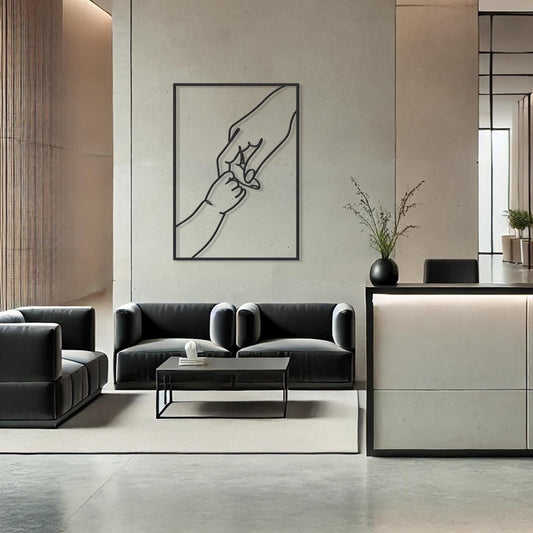 Mother Baby Hands Metal Wall Art, Holding Baby Minimalist Line Art, Nursery Decor, Baby Shower Gift, Maternity Clinic Wall Art - BlackIvyCraft