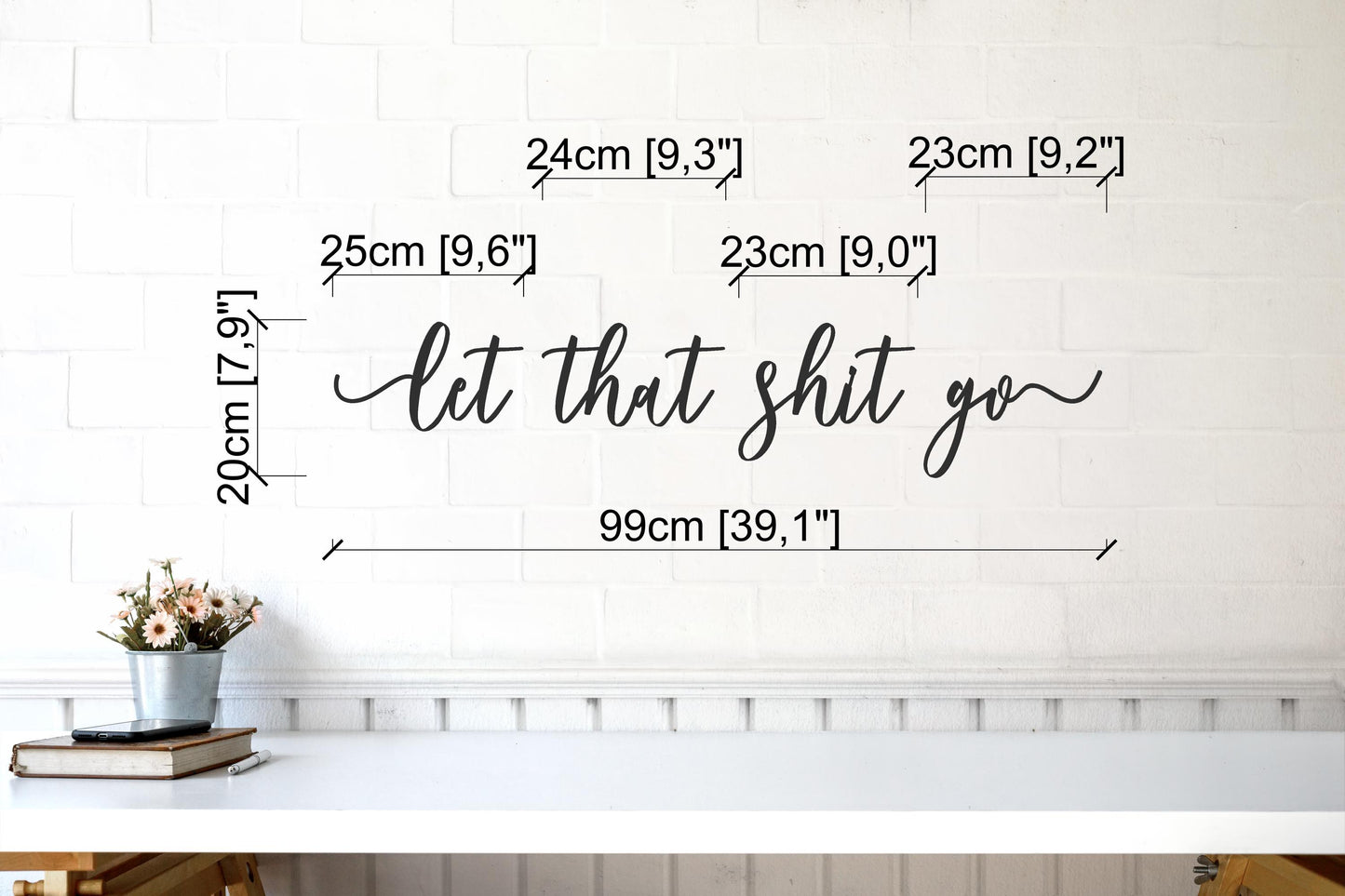 Let That Shit Go, Bathroom Metal Wall Art, Funny Metal Wall Sign, Modern Bathroom Decor, Minimalist Wall Art - BlackIvyCraft