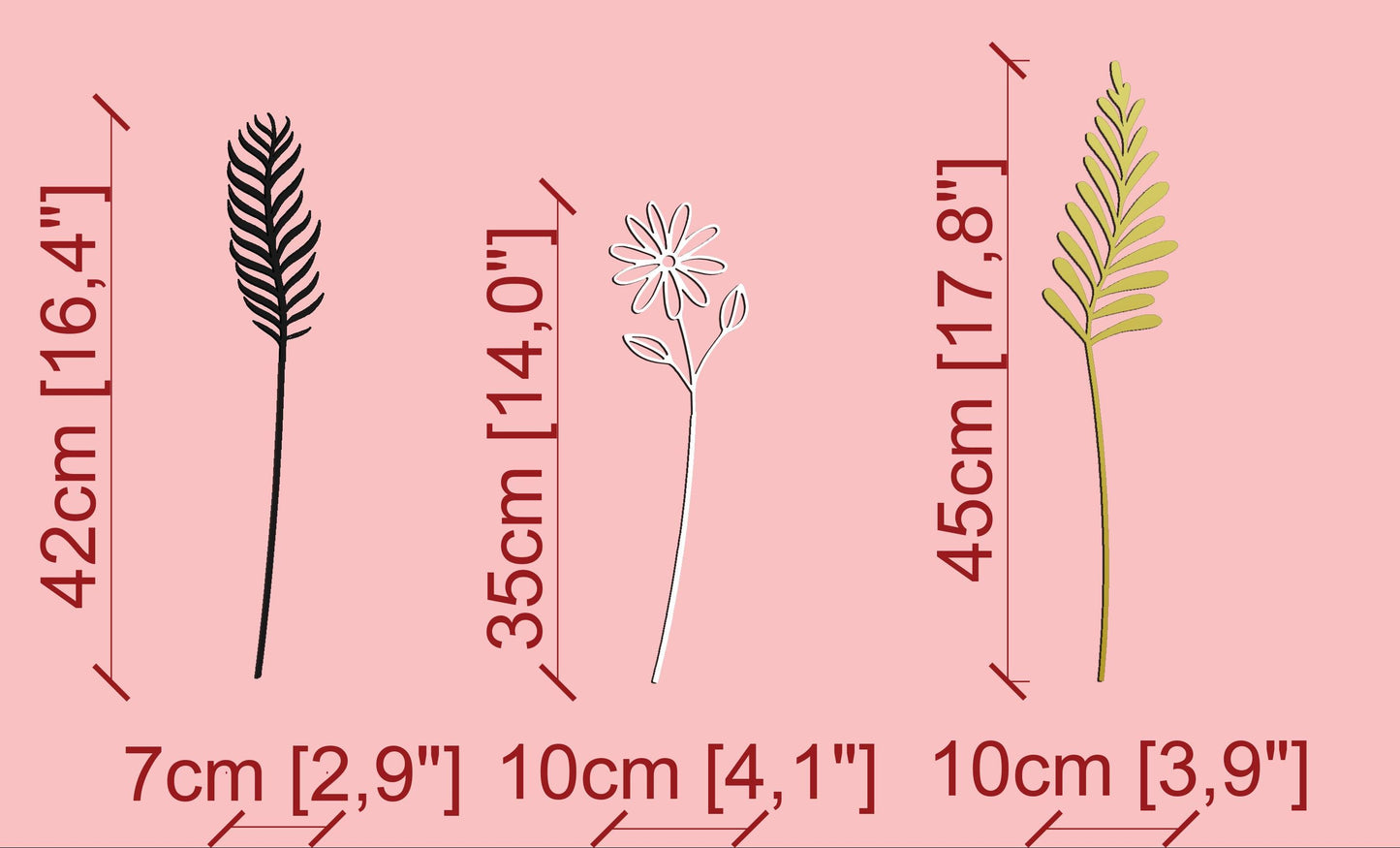 Metal Flower Stems Set – Christmas Table Decor Gift - BlackIvyCraft