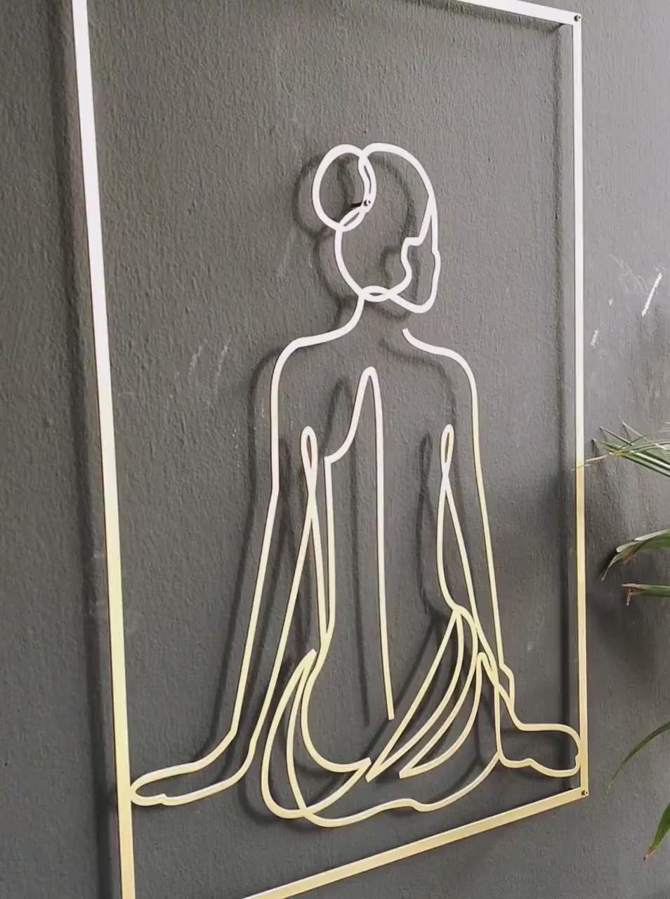 Gold Wall Decor Set, Modern Woman Art,  Large Wall Decor, Hands on Face, Woman Back, Minimal Living Room Decor, Unique Wall Decor