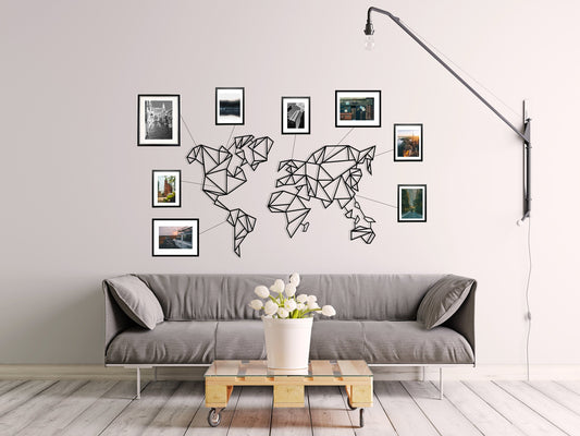 World Map Metal Wall Art, Large Office Wall Decor, Modern Office Wall Art, Large Map for Wall, New Office Gift