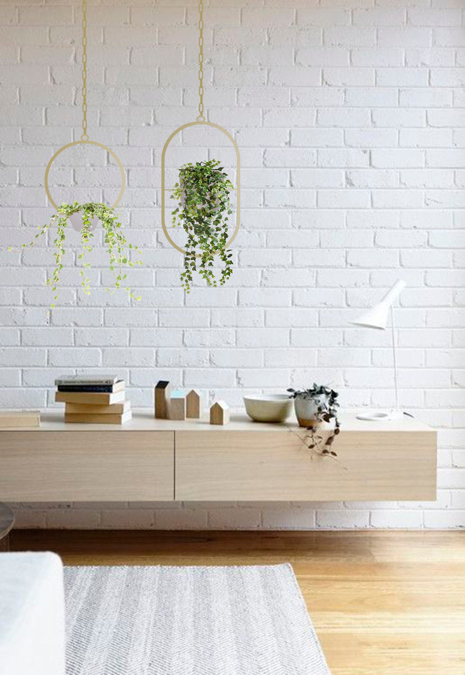Gold Circular Hanging Planter Set - BlackIvyCrafts