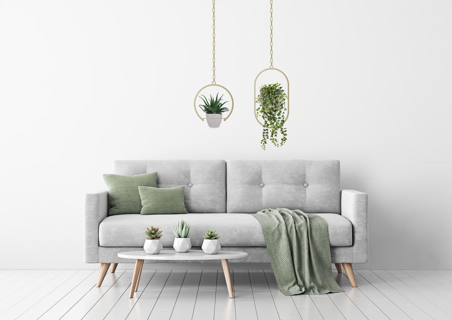 Gold Circular Hanging Planter Set - BlackIvyCrafts
