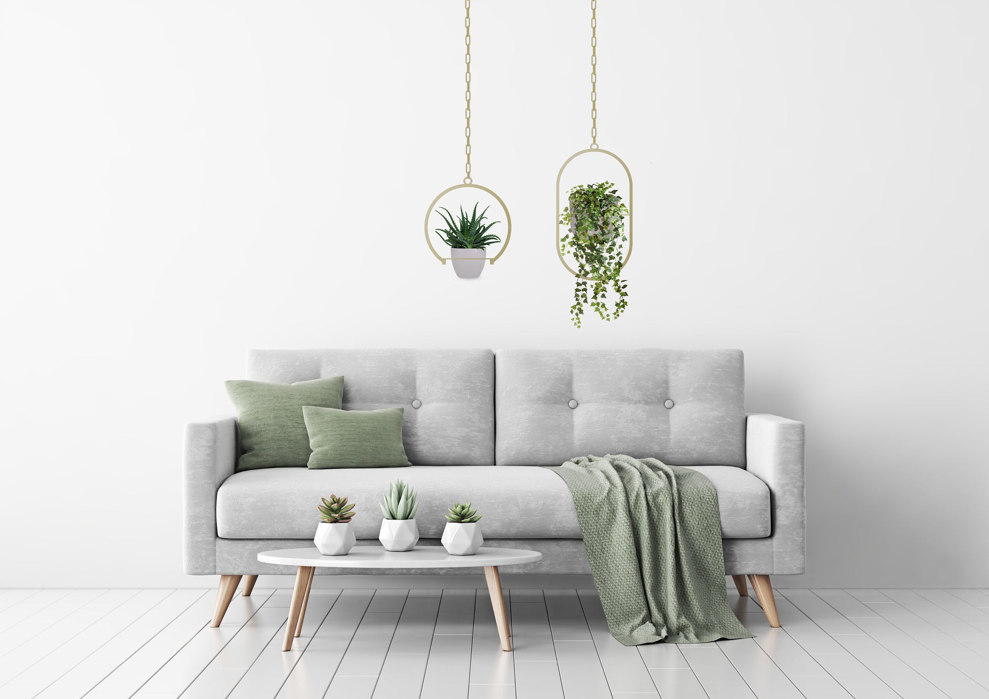 Gold Circular Hanging Planter Set - BlackIvyCrafts