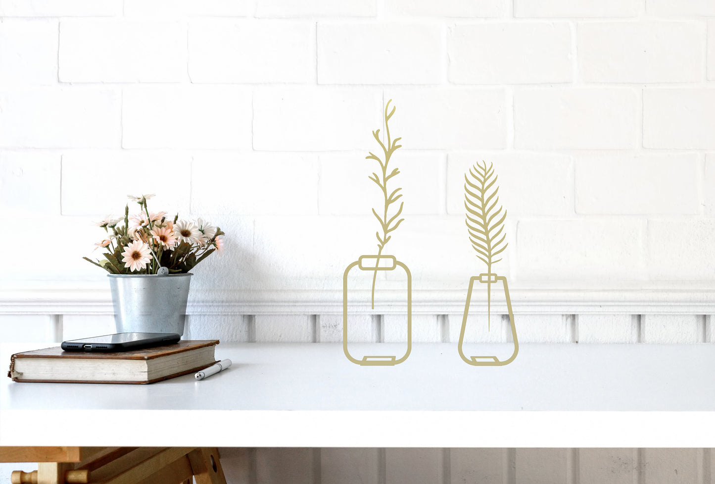 Gold Metal Modern Vase - BlackIvyCrafts