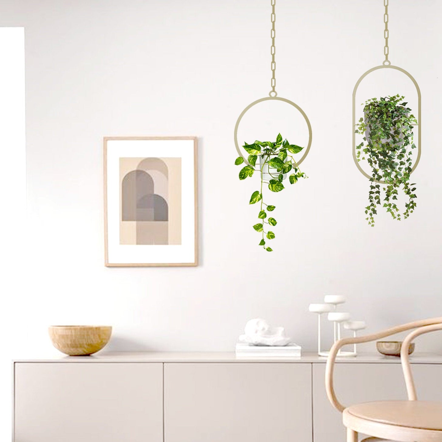gold circle plant hanger Gold Circular Hanging Planter Set -PL103 – BlackIvyCrafts