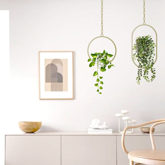 Gold Circular Hanging Planter Set - BlackIvyCrafts