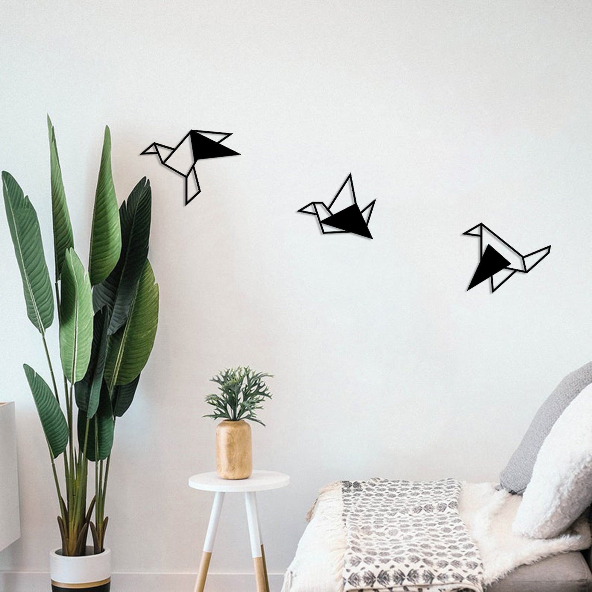Geometric Birds Metal Wall Decor Set - BlackIvyCrafts