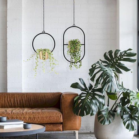 Circular Metal Hanging Planter Set - BlackIvyCrafts