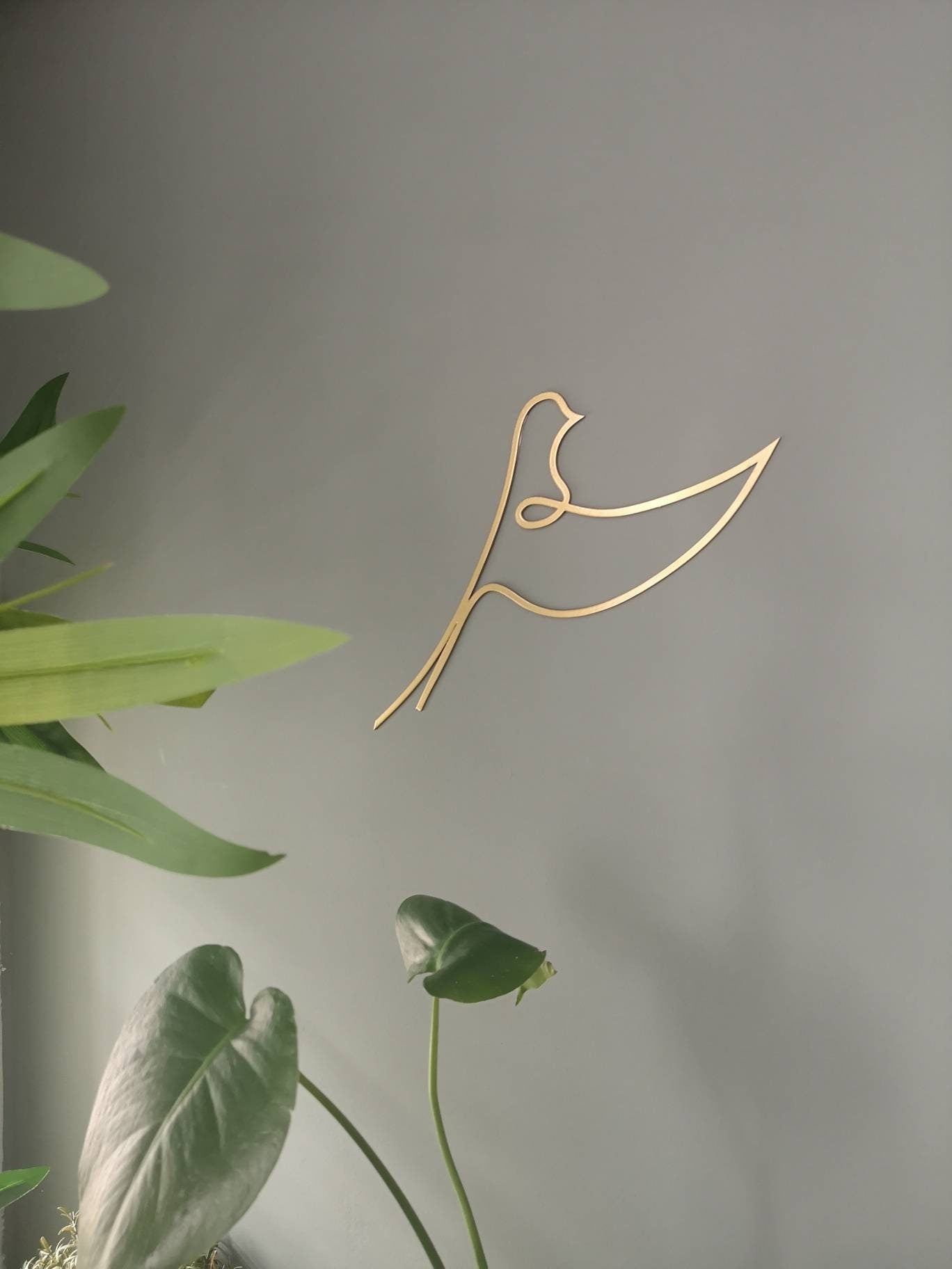 Gold Birds Wall Art Set, Gold Wall Decor, Single Line Metal Wall Sign, Minimal Wall Decor Set, Kitchen Wall Decor, Nursery Wall Decor