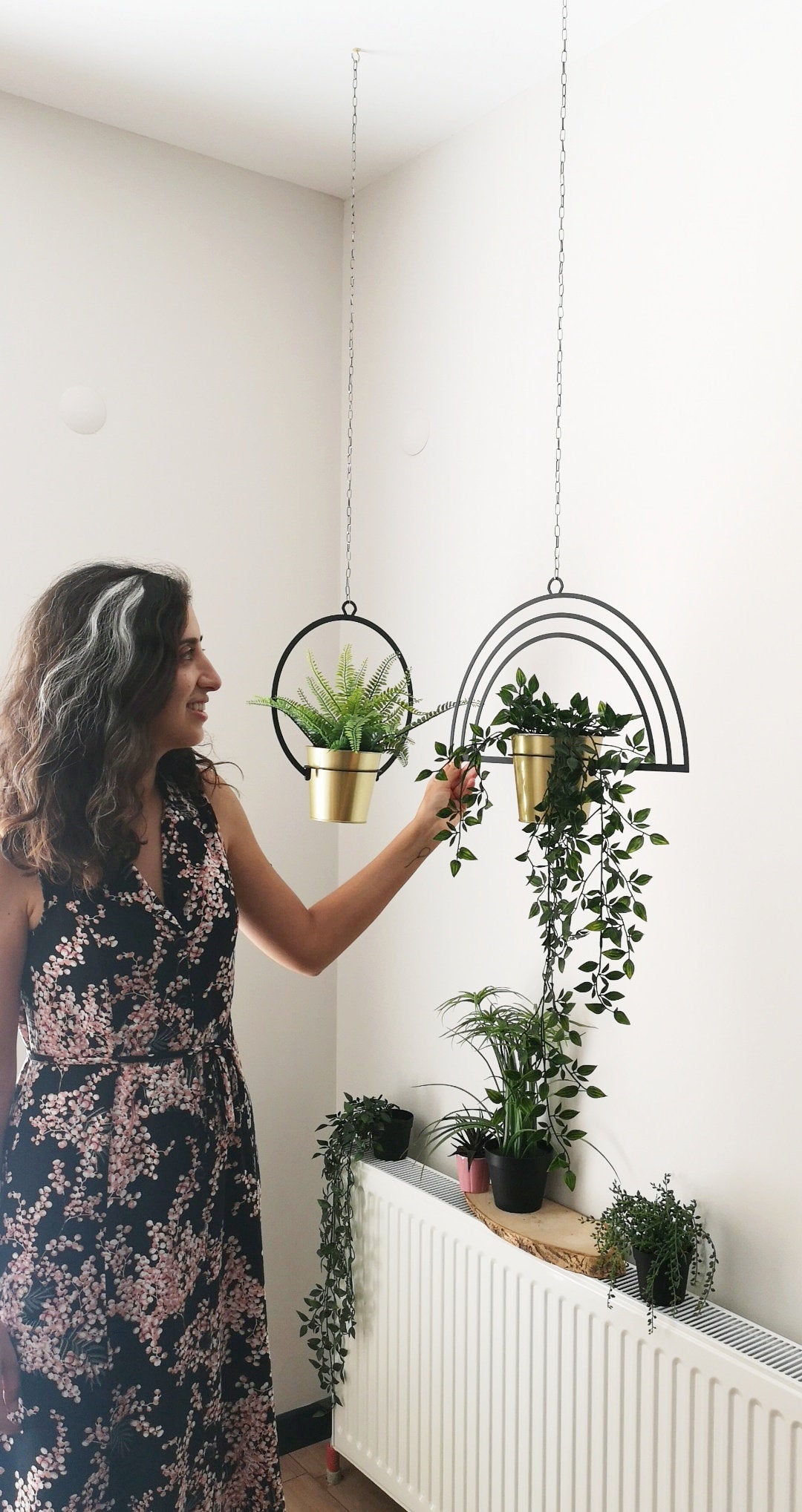 Rainbow Metal Hanging Planter Set - BlackIvyCrafts
