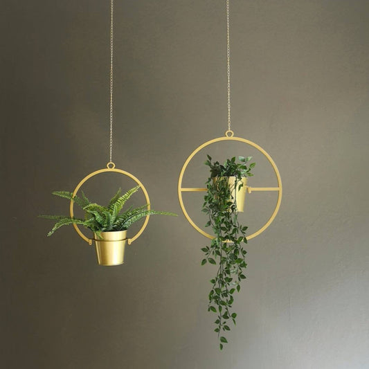 Gold Circle Plant Hanger Set - BlackIvyCrafts