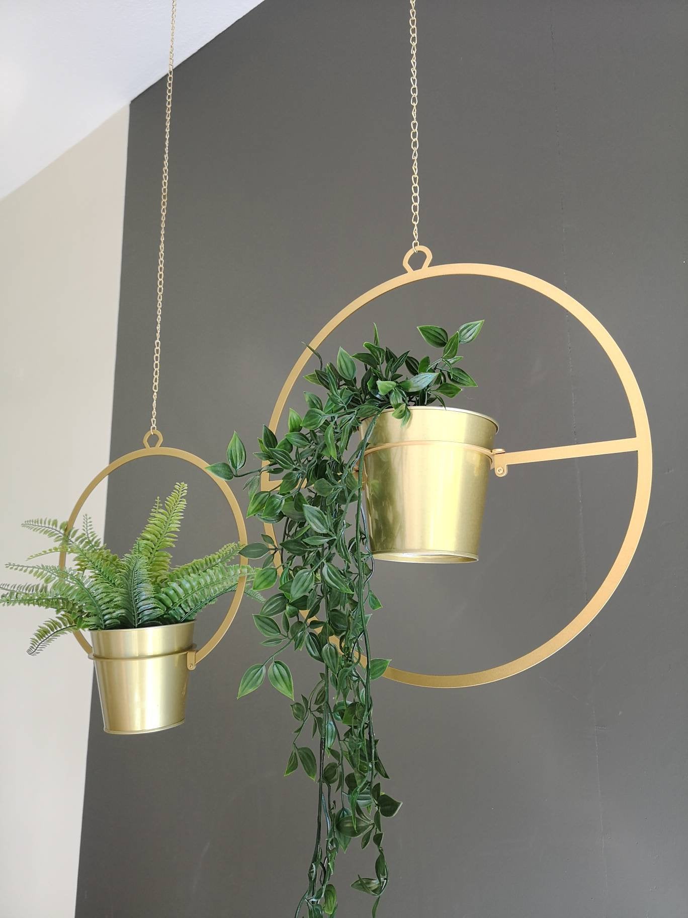 Gold Circle Plant Hanger Set - BlackIvyCrafts