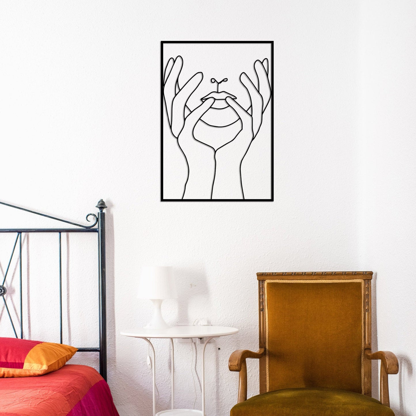 Hand On Face Gold Wall Art W193 - BlackIvyCraft