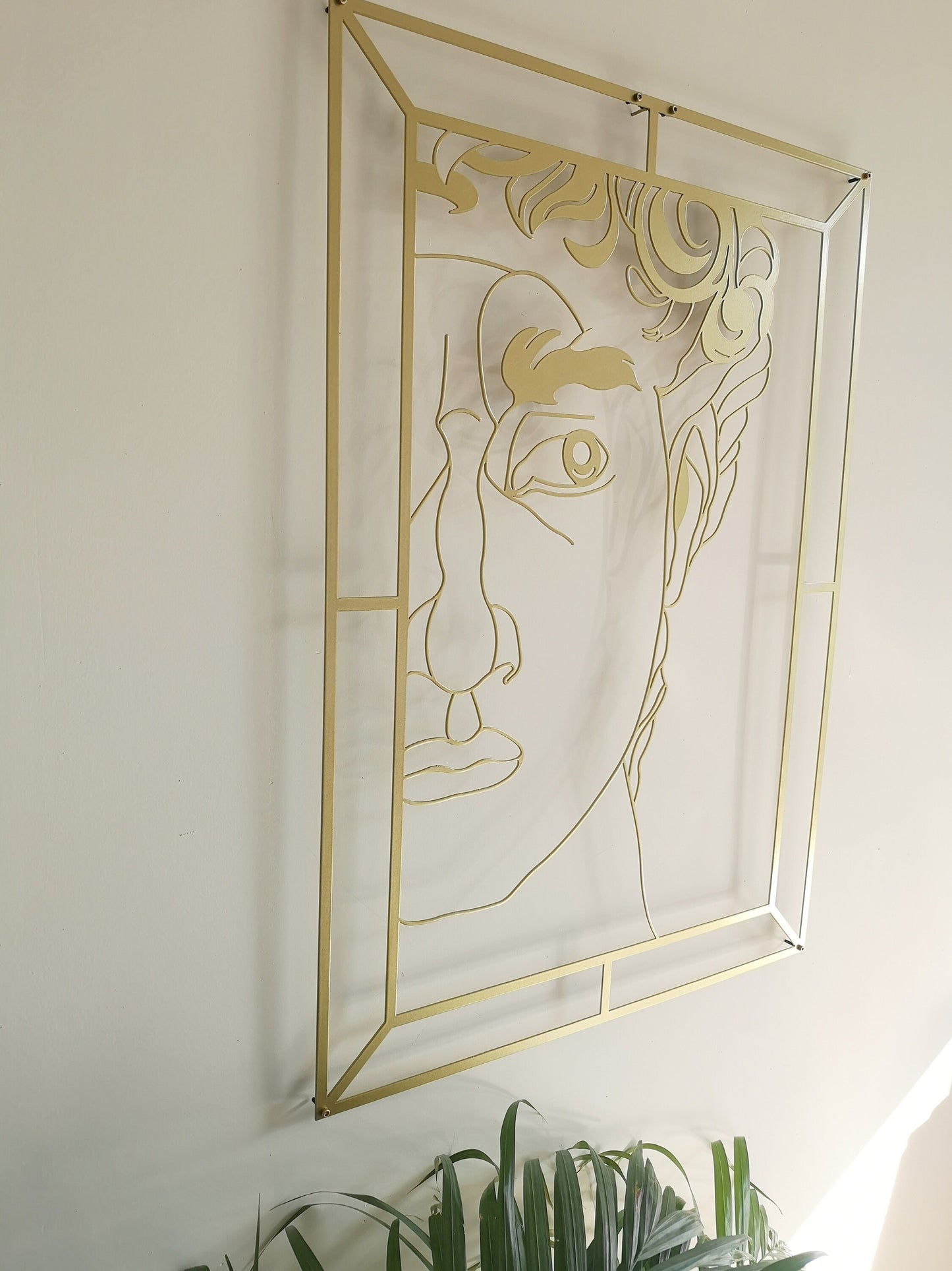 David Metal Wall Art, Gold Metal Wall Decor, Unique Metal Wall Art, Modern Living Room Decor, David Portrait, Michelangelo Art, - BlackIvyCraft