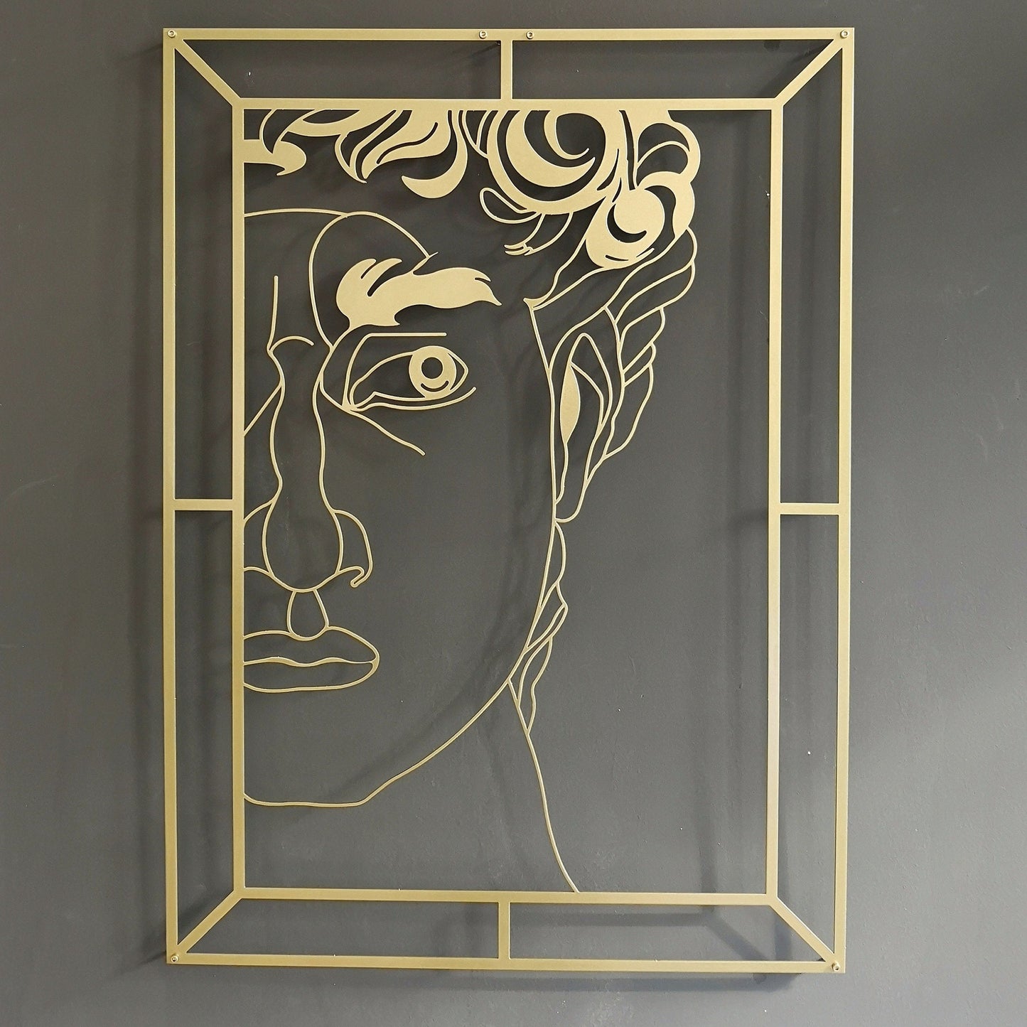 David Metal Wall Art, Gold Metal Wall Decor, Unique Metal Wall Art, Modern Living Room Decor, David Portrait, Michelangelo Art, - BlackIvyCraft