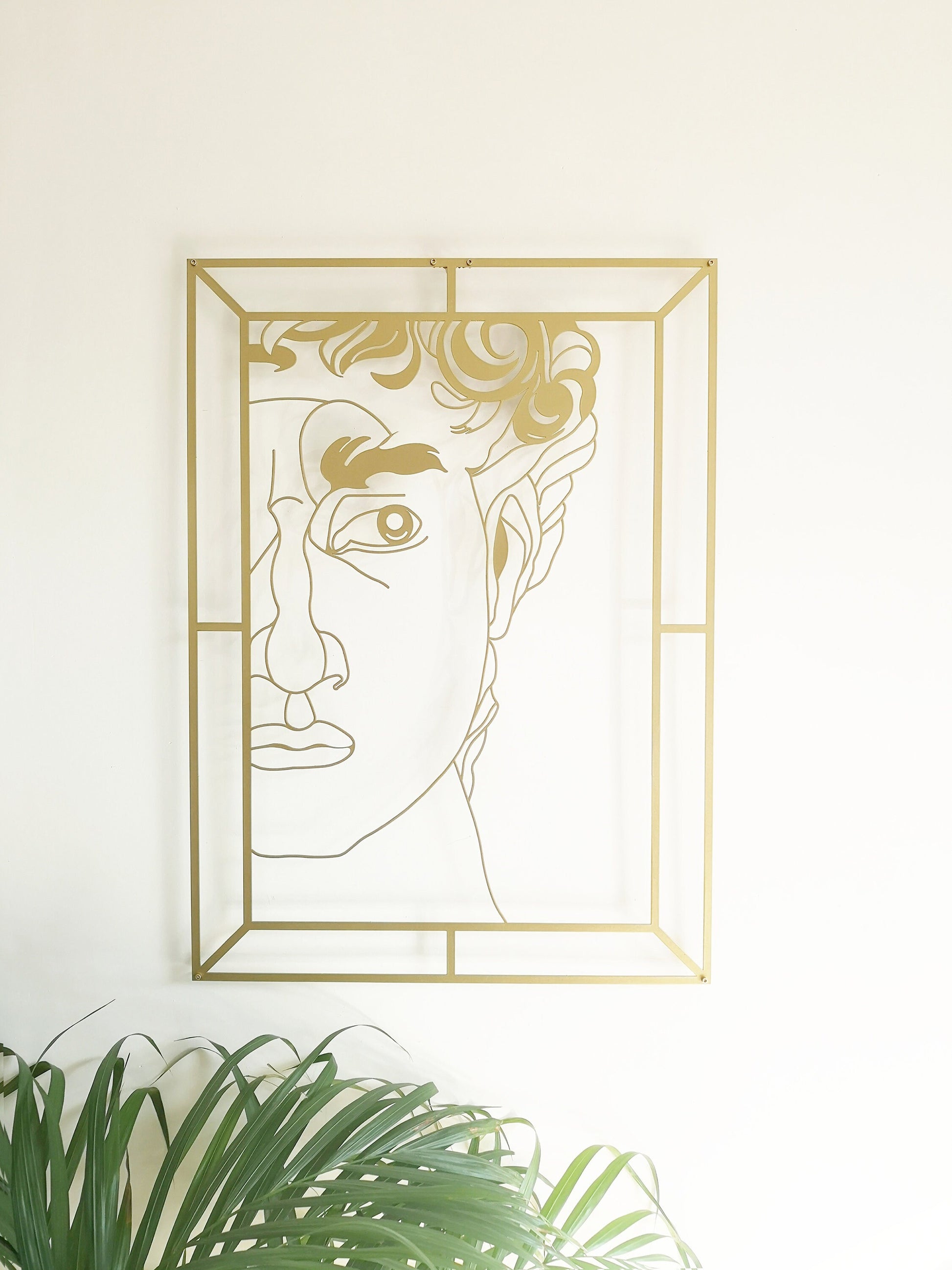 David Metal Wall Art, Gold Metal Wall Decor, Unique Metal Wall Art, Modern Living Room Decor, David Portrait, Michelangelo Art, - BlackIvyCraft