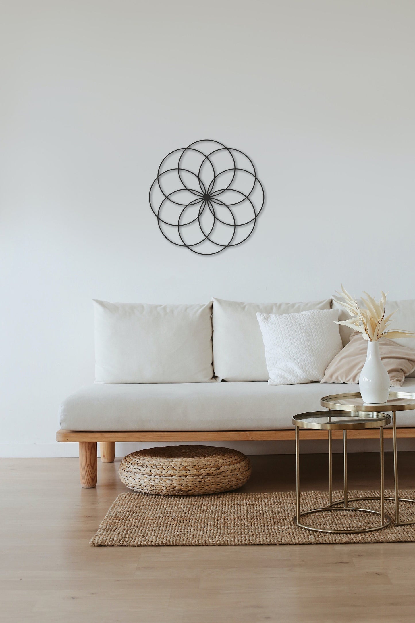 Seed of Life Metal Wall Decor, Gold Wall Decor, Sacred Geometry Wall Hangings, Modern Mandala Wall Art, Metal Wall Sign,