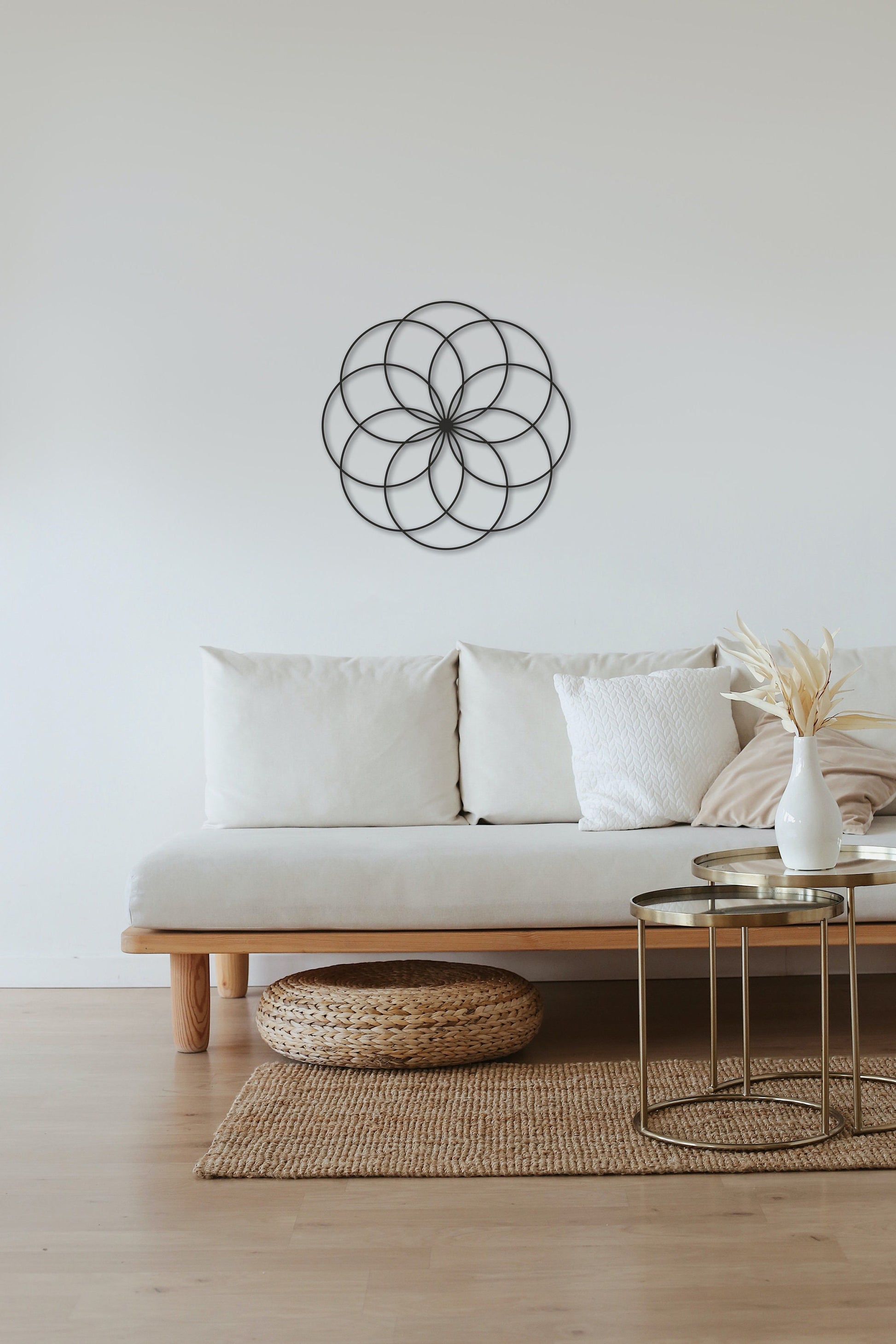 Seed of Life Metal Wall Decor, Gold Wall Decor, Sacred Geometry Wall Hangings, Modern Mandala Wall Art, Metal Wall Sign,