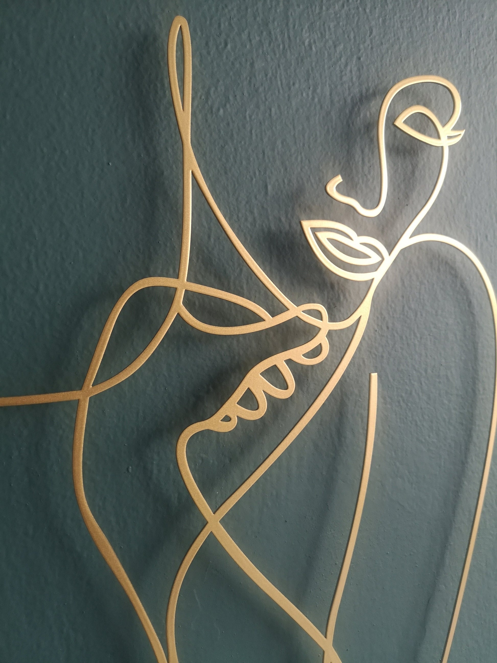 Gold Wall Decor Set, Modern Woman Art, Large Wall Decor, Hands on Face, Woman Back, Minimal Living Room Decor, Unique Wall Decor - BlackIvyCraft