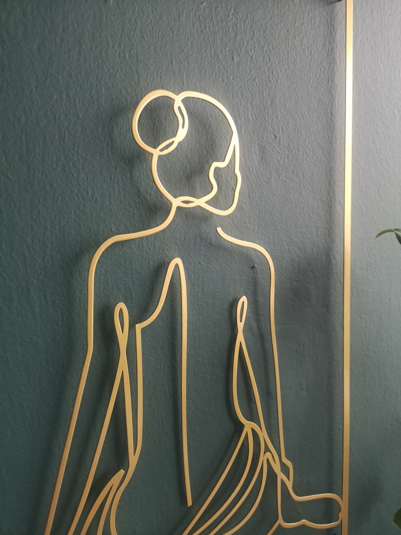 Female Body Back Wall Art, Gold Wall Decor, Woman Line Art, Large Wall Decor, Minimal Living Room Decor, Unique Wall Decor - BlackIvyCraft