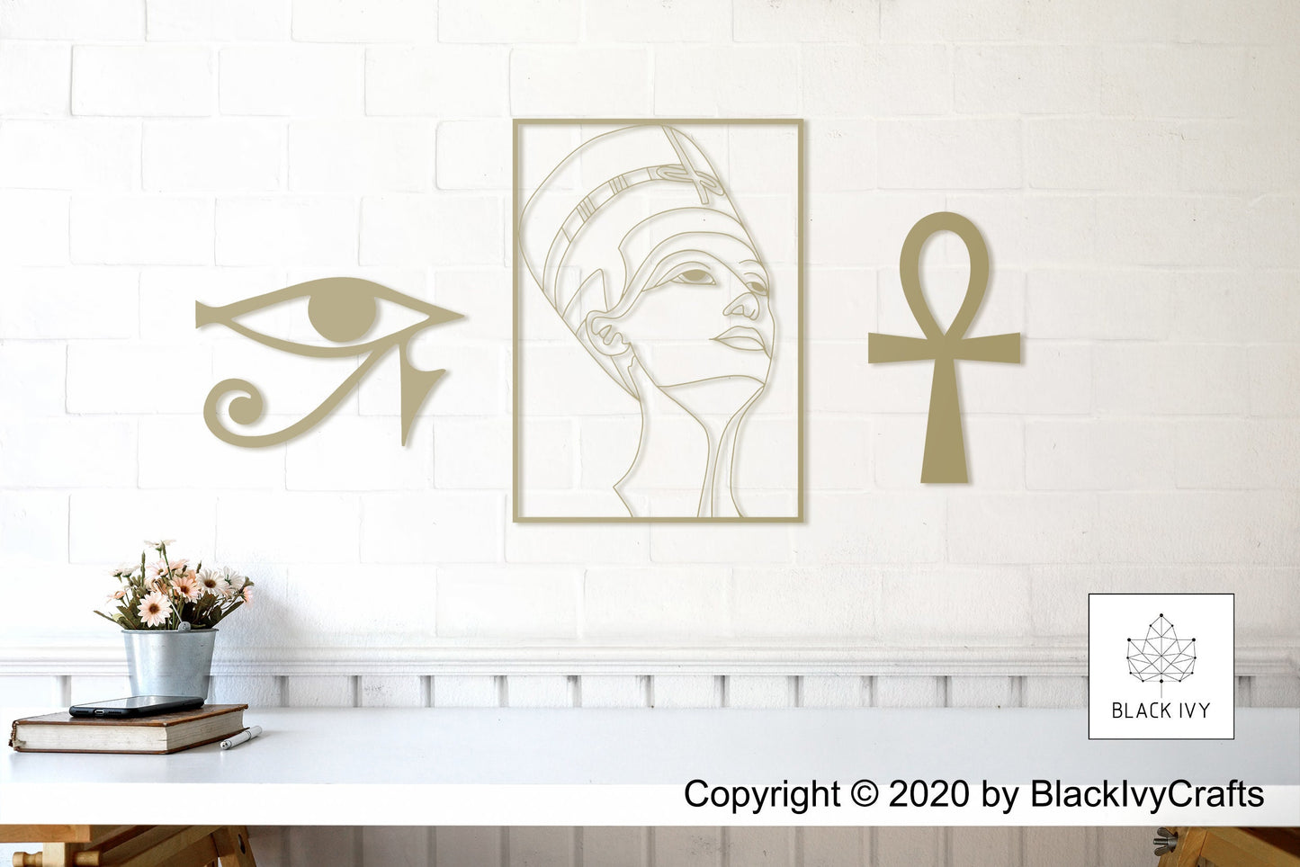 Nefertiti Metal Wall Decor Set - BlackIvyCrafts