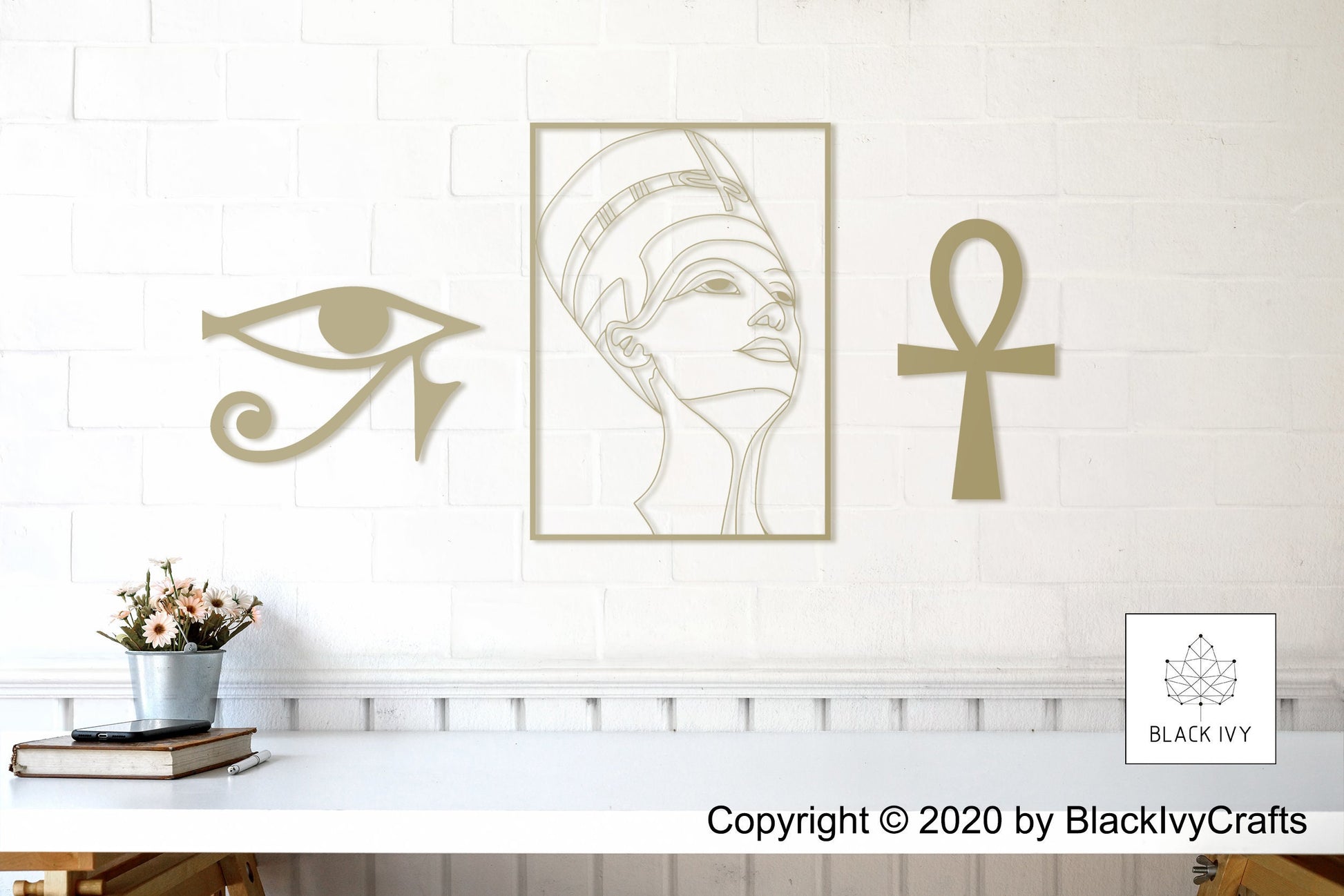Nefertiti Metal Wall Decor Set - BlackIvyCrafts