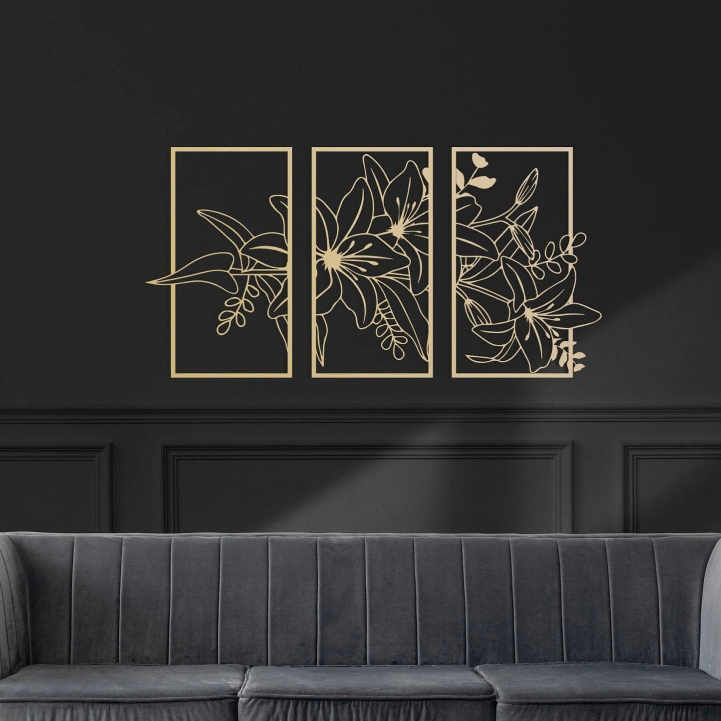 Lily Gold Wall Decor - BlackIvyCrafts