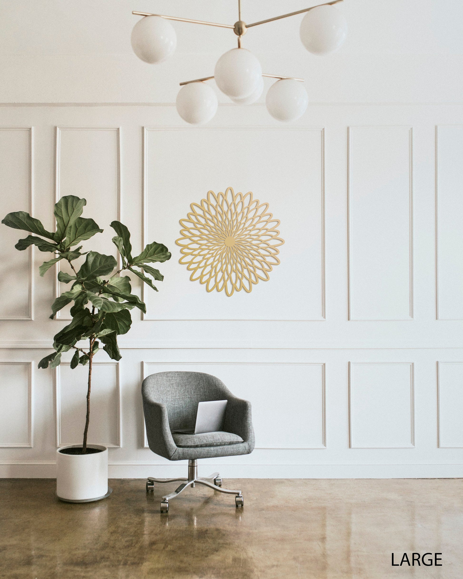 Gold Wall Decor, Flower Metal Wall Art, Large Wall Art, Daisy Wall Art, Mandala Decor, Bed-Top Decor, Modern Living Room Decor - BlackIvyCraft