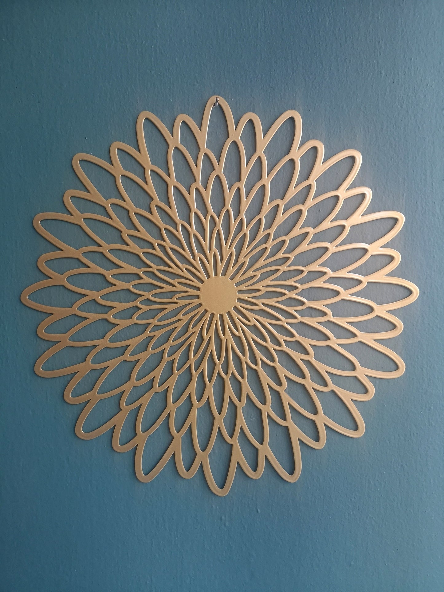 Gold Wall Decor, Flower Metal Wall Art, Large Wall Art, Daisy Wall Art, Mandala Decor, Bed-Top Decor, Modern Living Room Decor - BlackIvyCraft