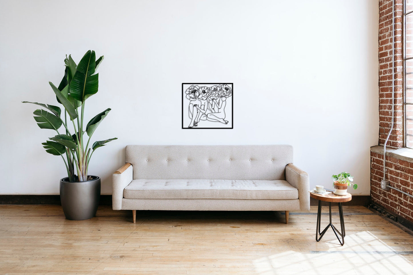 Women Metal Line Art, Large Wall Decor, Unique Wall Art, Horizontal Decor, Bed-Top Decor, Female Body Line Art