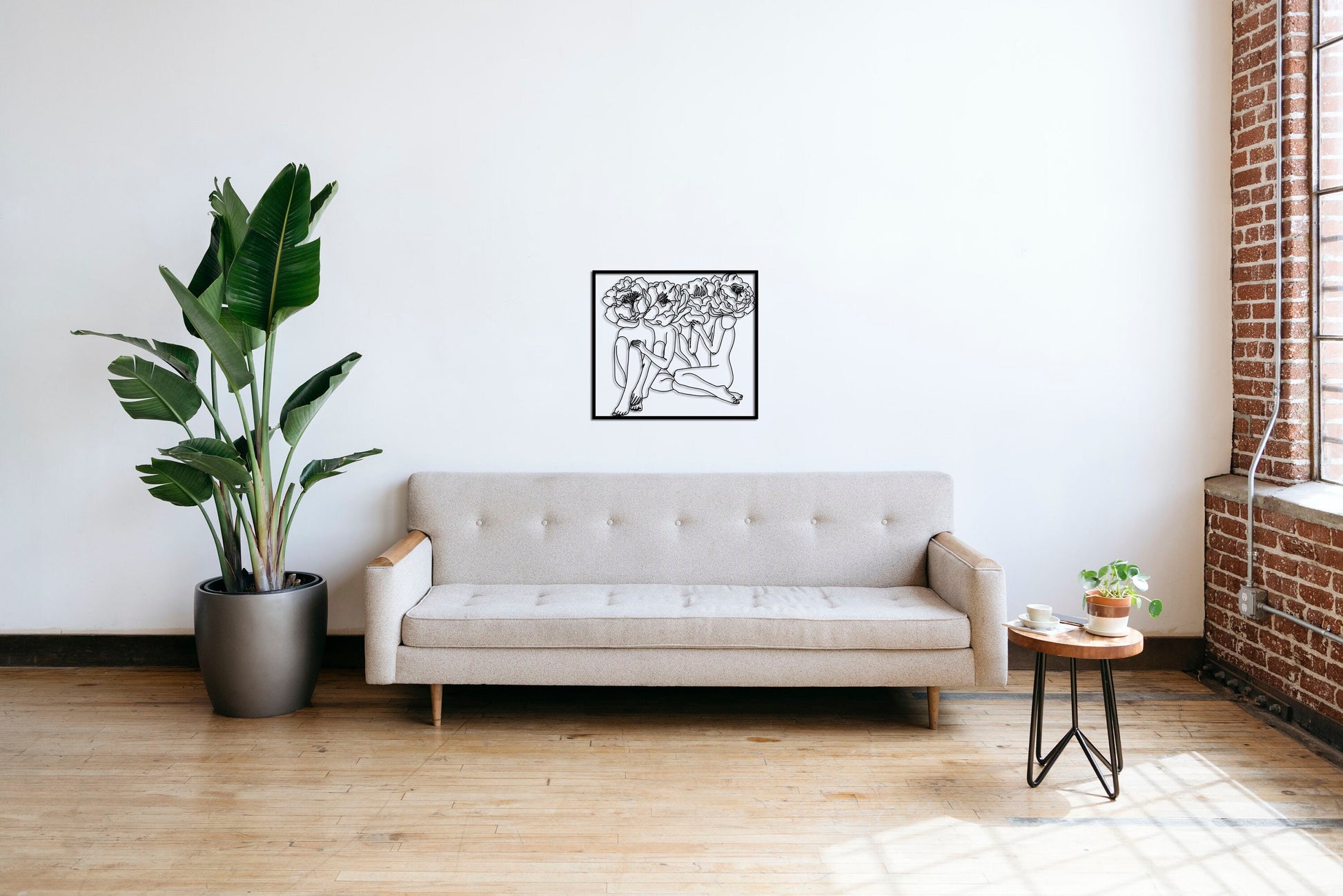 Women Metal Line Art, Large Wall Decor, Unique Wall Art, Horizontal Decor, Bed-Top Decor, Female Body Line Art