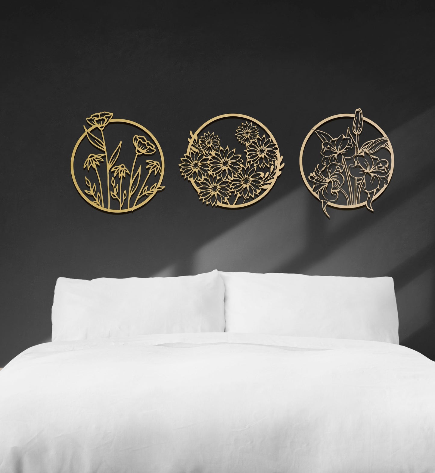 Flowers Gold Wall Art Set - BlackIvyCrafts